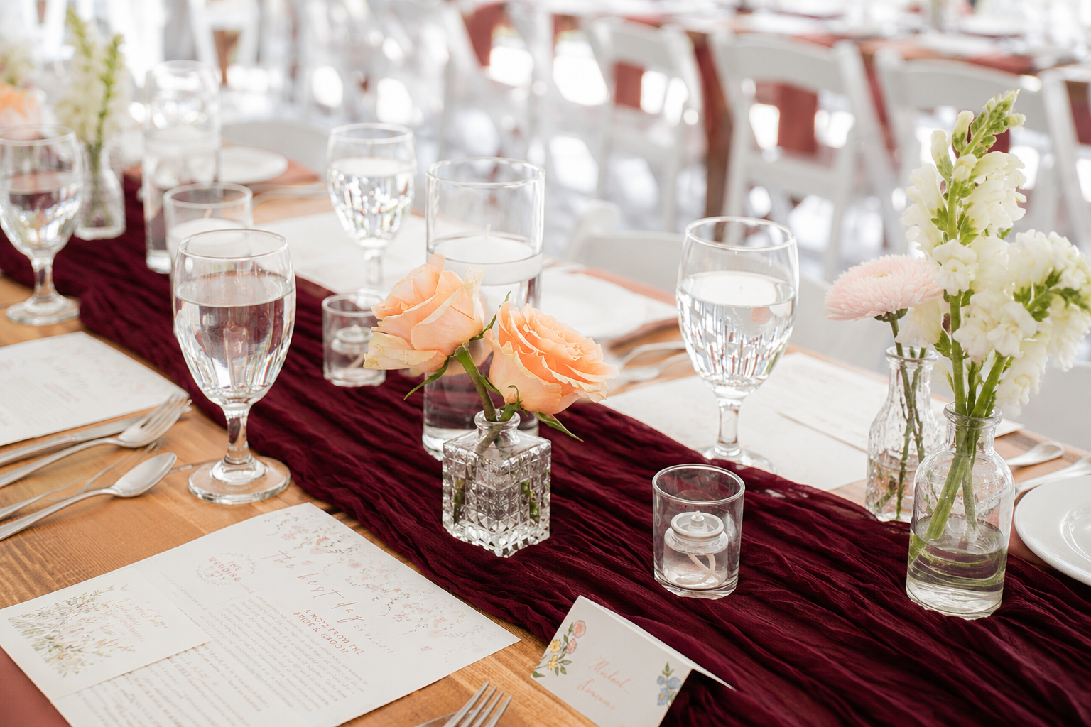Burgundy Table Runner (Cheesecloth Style)