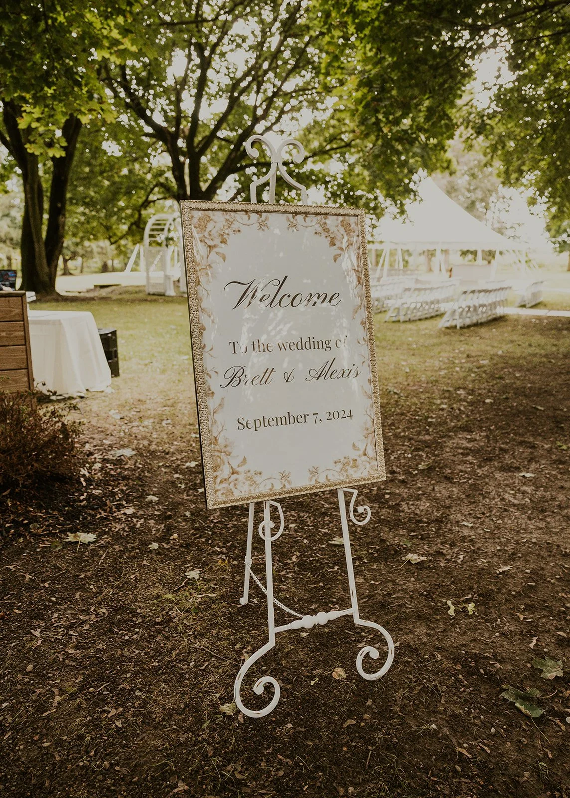 Easel set up at Livingston County Wedding Venue