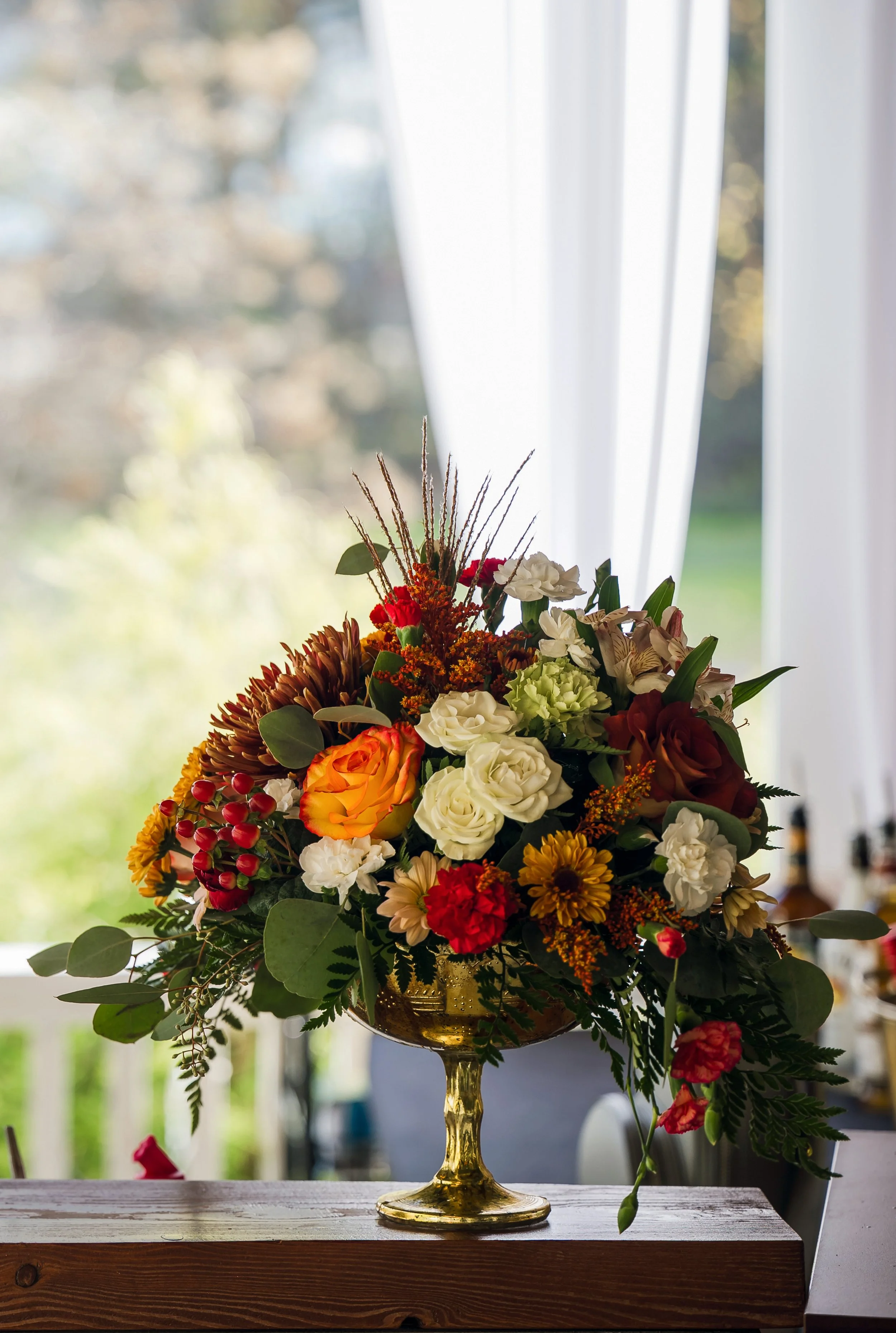 Antique Burnt Gold Glass Compote Vase
