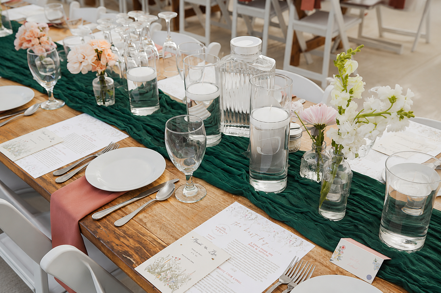 Emerald Green Table Runner (Cheesecloth Style)
