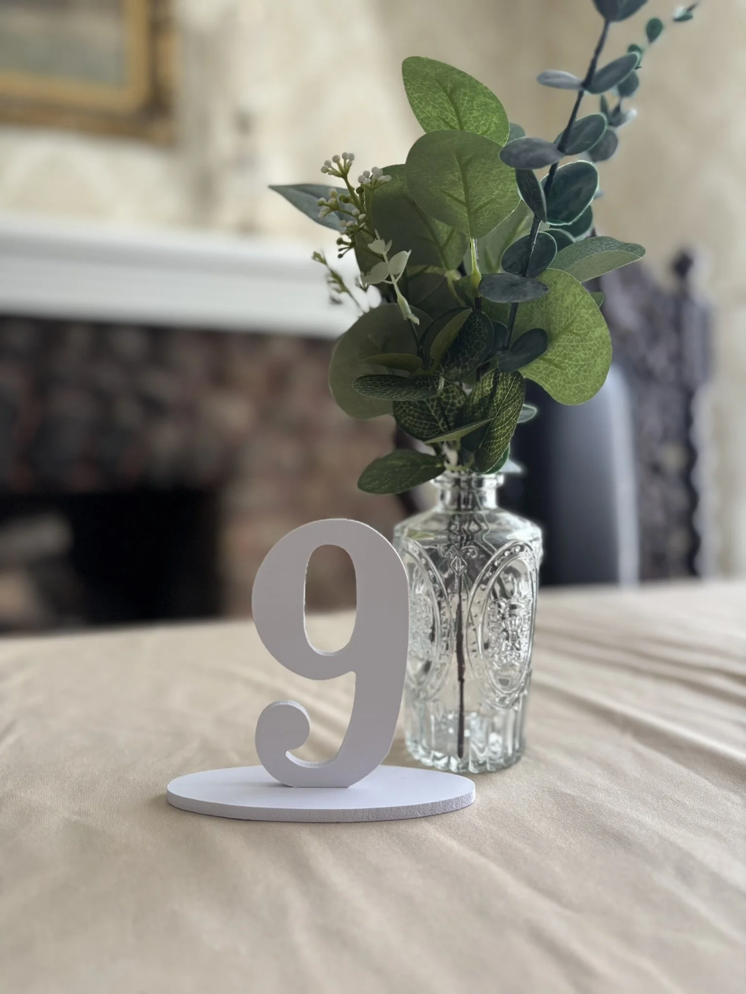 White Wooden Table Number