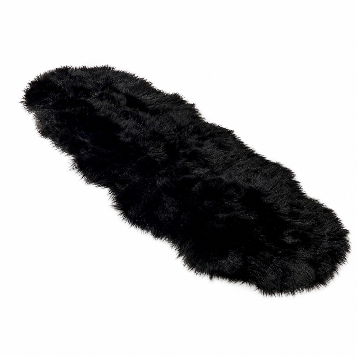 Black Faux Fur Accent Rug (2x6)