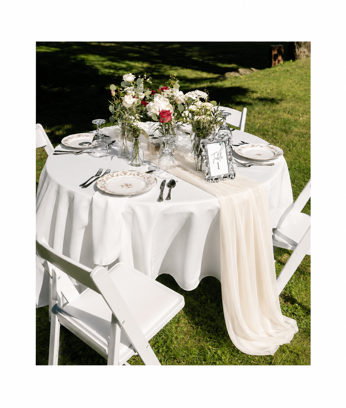 Ivory Chiffon Table Runner