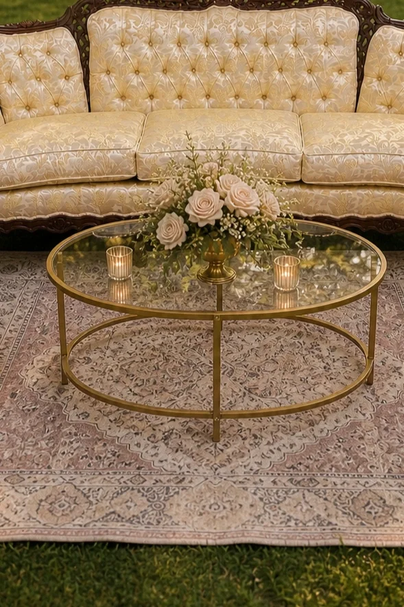 Gold Metal & Glass Coffee Table