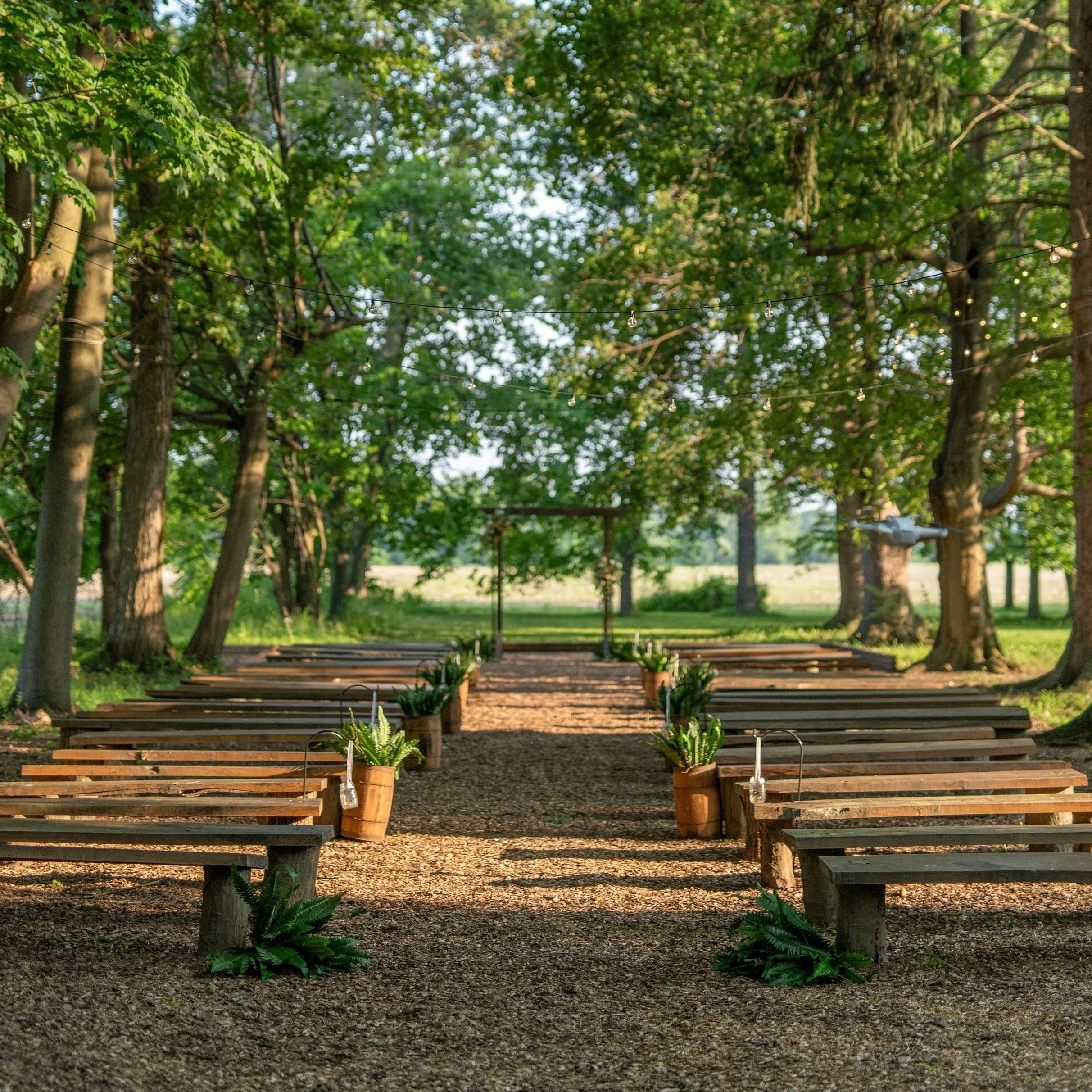 Outdoor Woodland Ceremony Setup