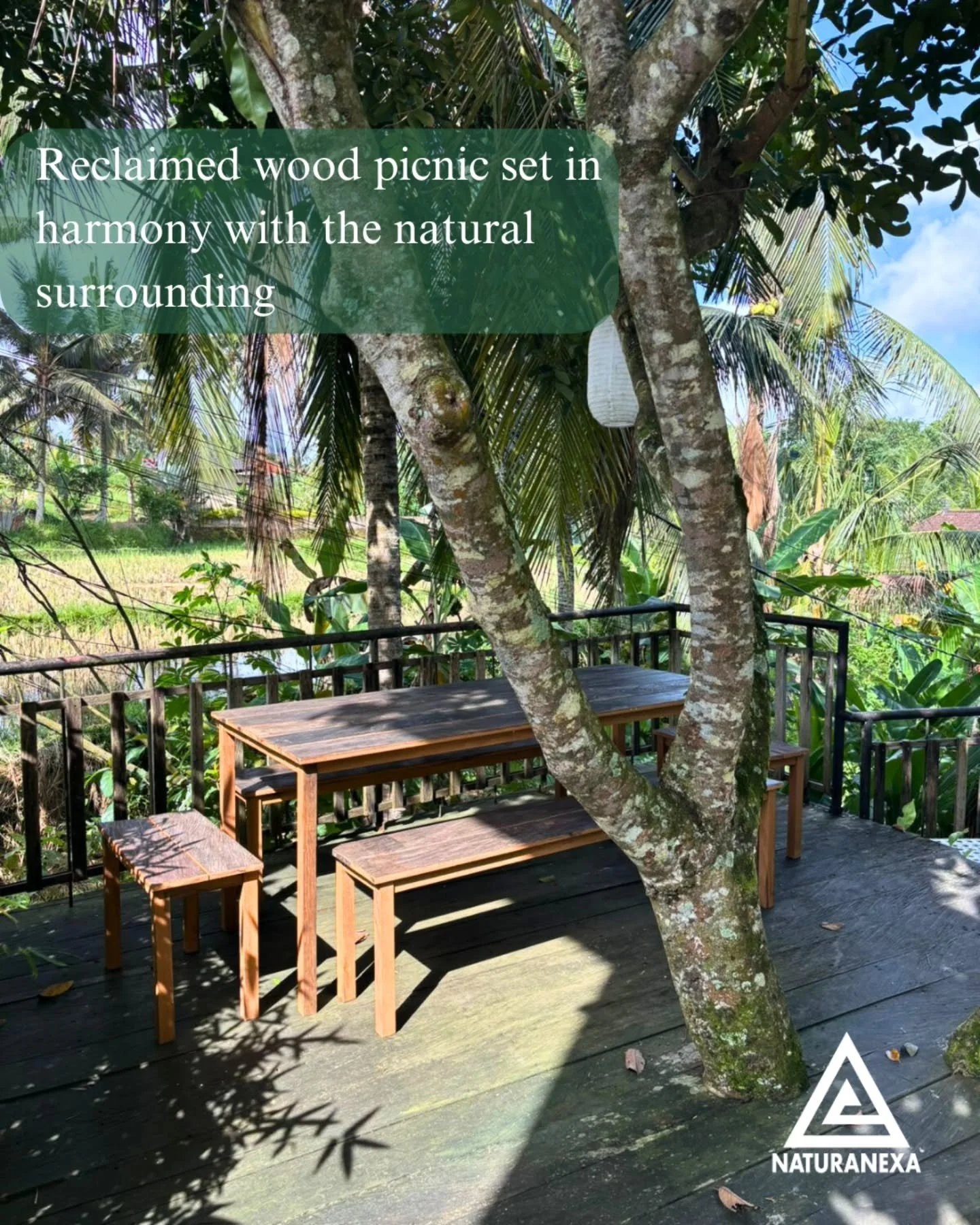 Designed to disappear into the landscape &mdash; and that&rsquo;s the point.
This reclaimed wood picnic set feels at home among trees, shadows, and open air, where materials are meant to age, not stay pristine.

Crafted from reclaimed wood and built 