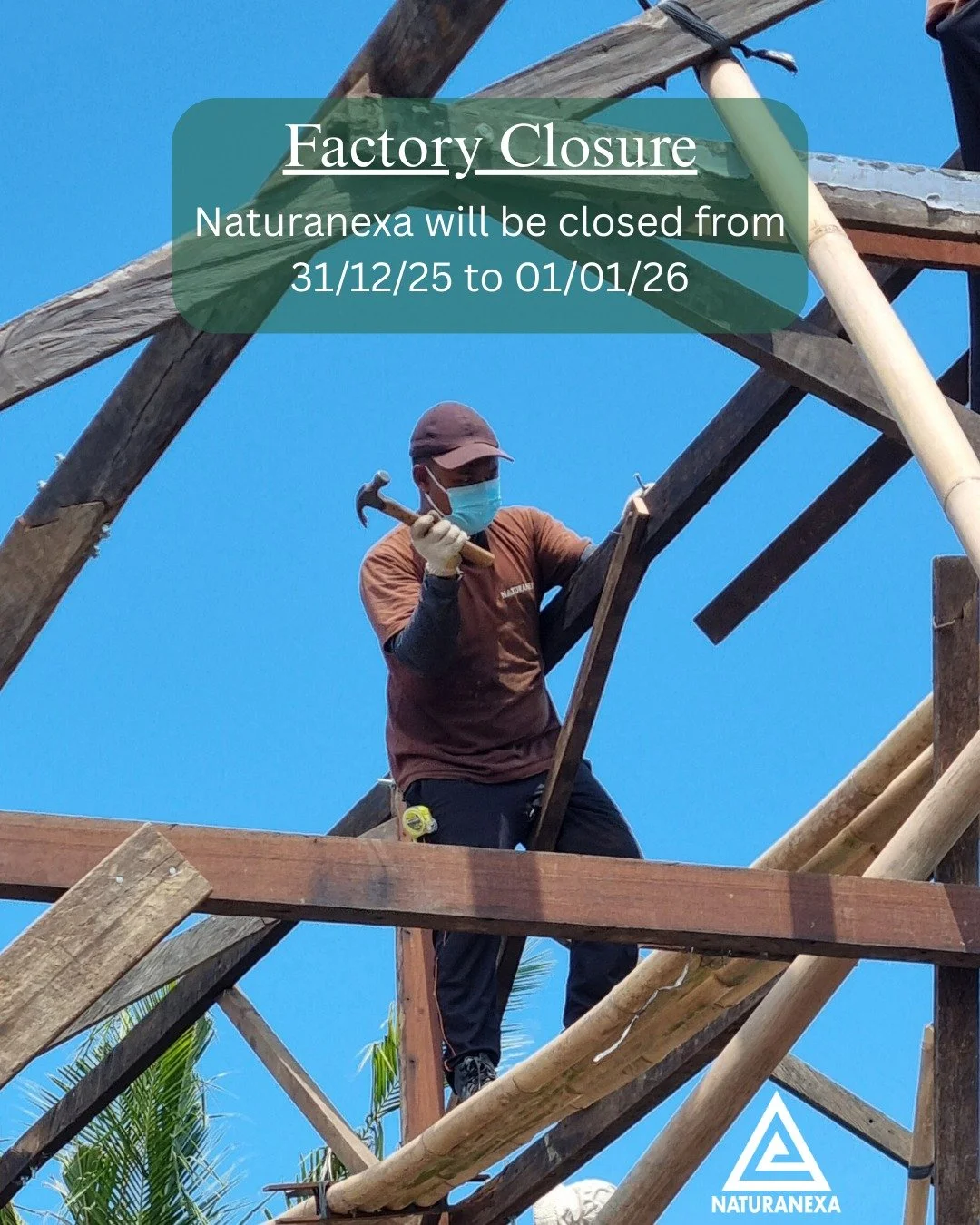 Schedule Update

Naturanexa will be closed on 31 December 2025 and 1 January 2026.
Regular operations resume on 2 January 2026.

During this pause, production, deliveries, and site coordination will be temporarily on hold before continuing into the n