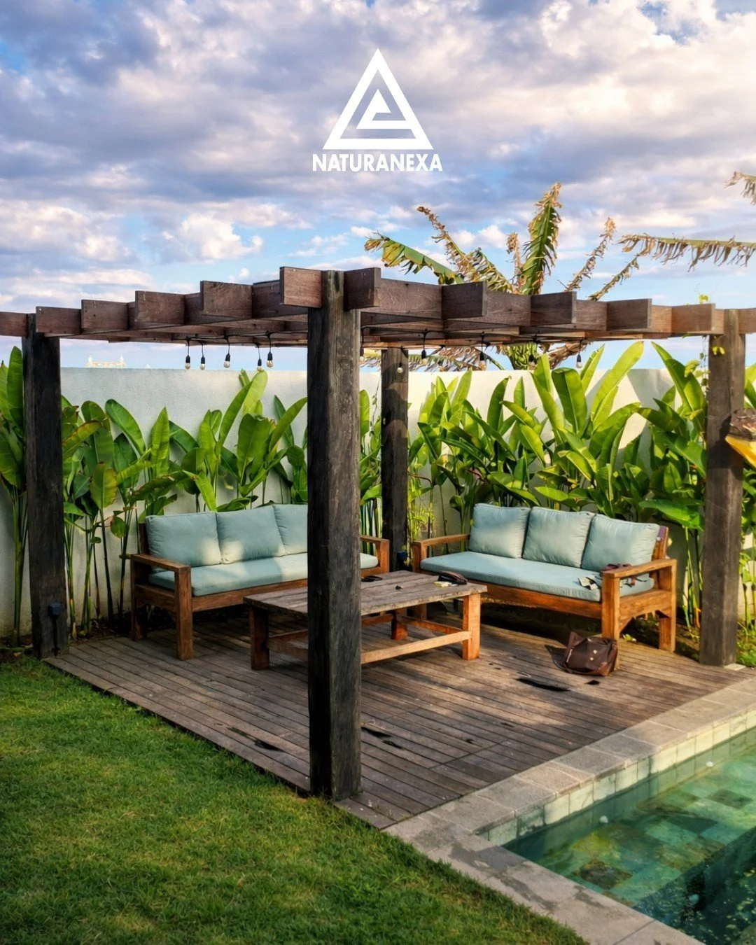 Rustic, timeless, and built to handle the tropics. 

This reclaimed ironwood pergola by Naturanexa brings instant character to a poolside outdoor living space&mdash;rich grain, deep patina, and that &ldquo;villa-ready&rdquo; finish that only reclaime