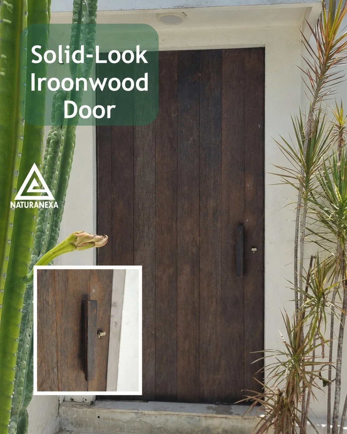 Why install a heavy solid ironwood door&hellip; when you can get the same presence without the weight?

This project uses reclaimed ironwood paneling over a standard door core &mdash; delivering the bold texture, depth, and premium character of ironw