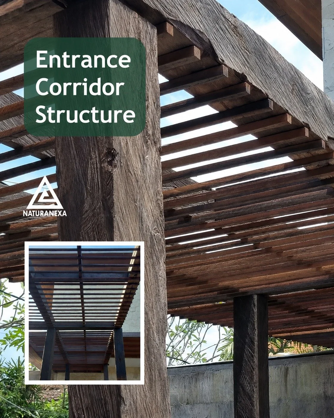 An entrance should do more than connect spaces.
It should change the atmosphere before you even step inside.

This corridor structure uses reclaimed ironwood to create rhythm, shadow, and texture through repetition and natural aging. Material that on