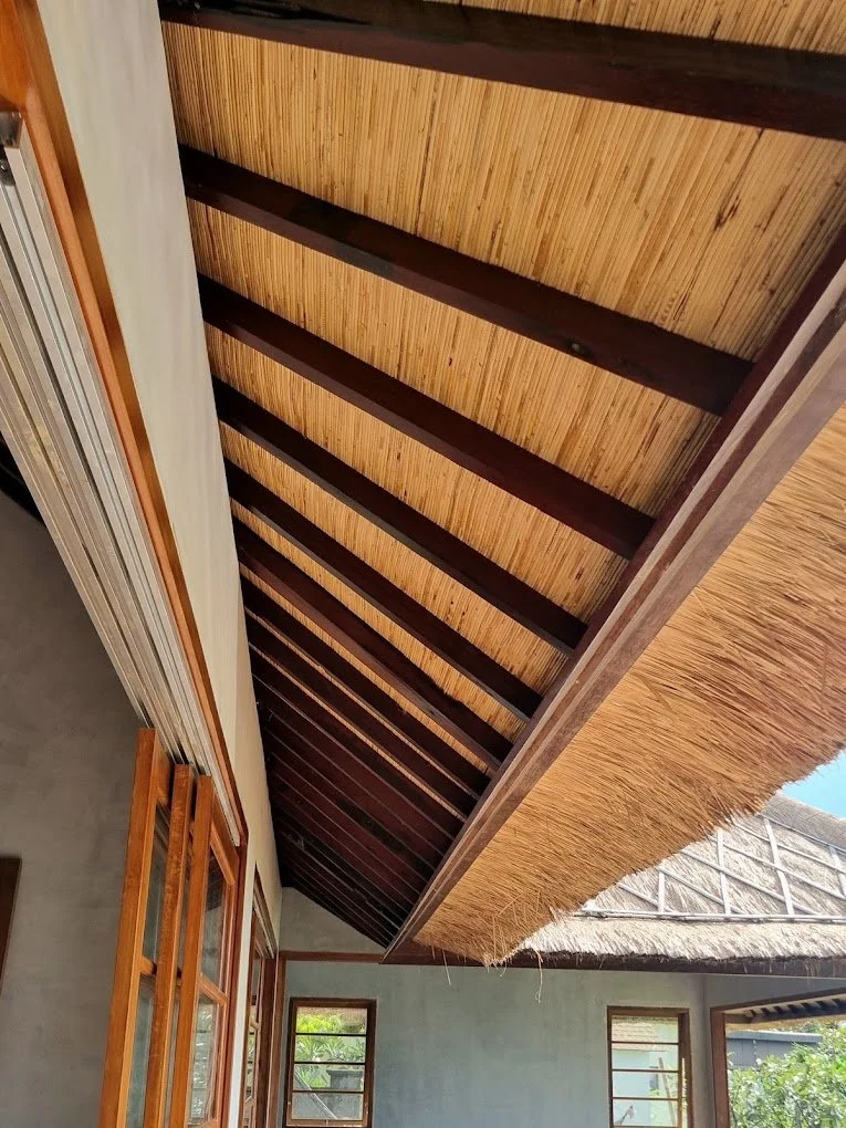 Installed reclaimed Ulin rafters showing consistent dimensional production