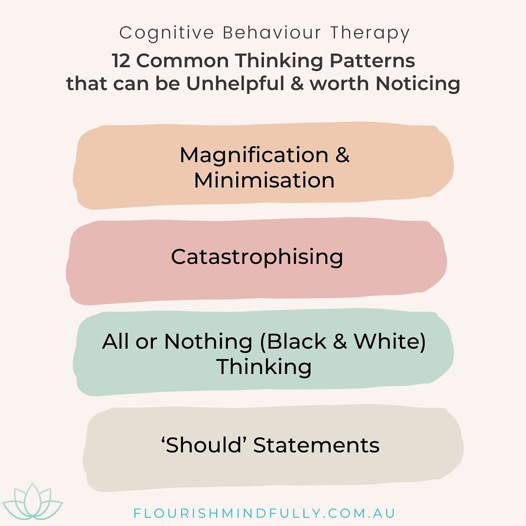 In CBT these are called &lsquo;COGNITIVE DISTORTIONS&rsquo;. They are not rational and influence how you feel &amp; behave, and see the world.
If these thinking patterns are having a negative impact in your day to day life it is helpful to get suppor