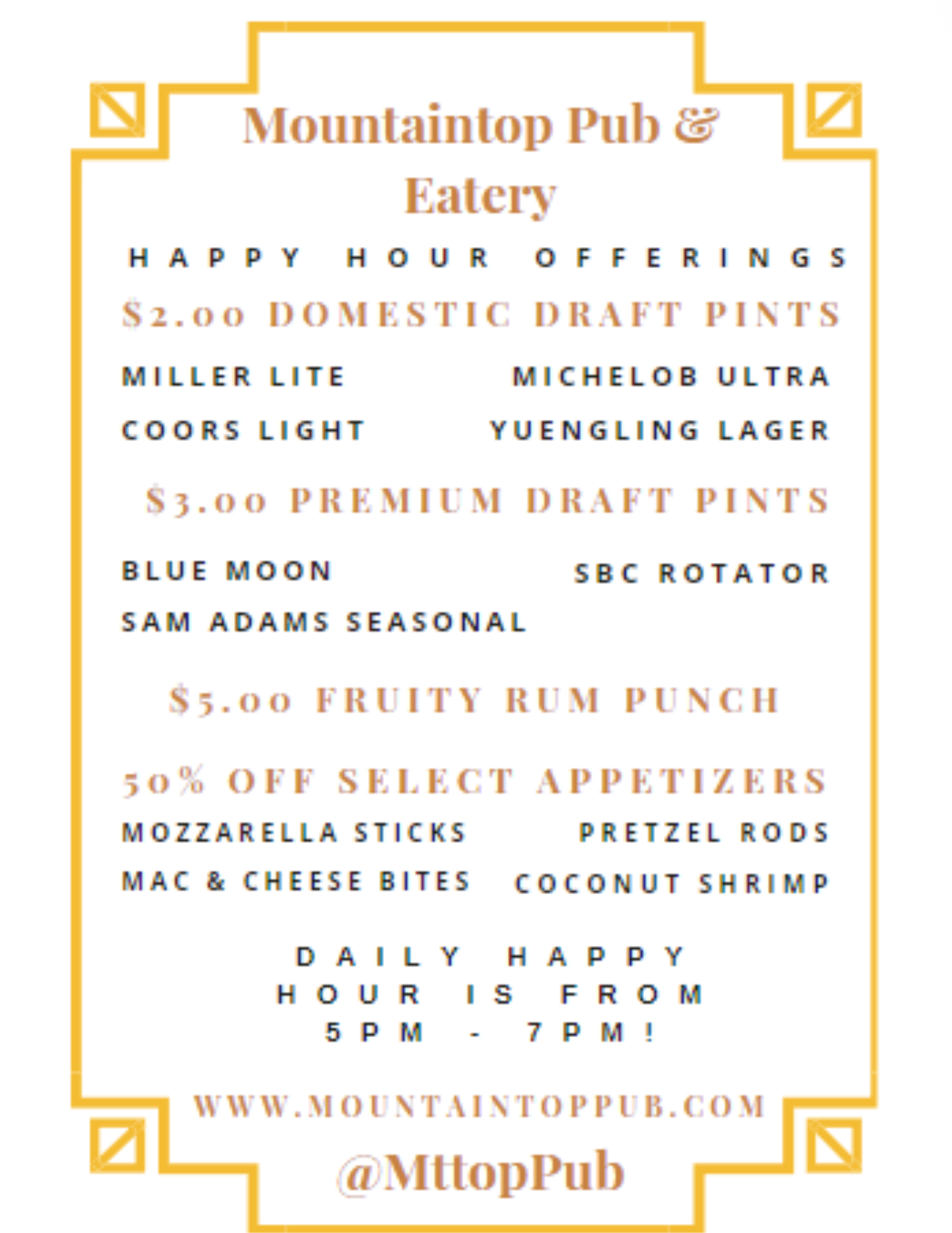 Happy Hour Menu