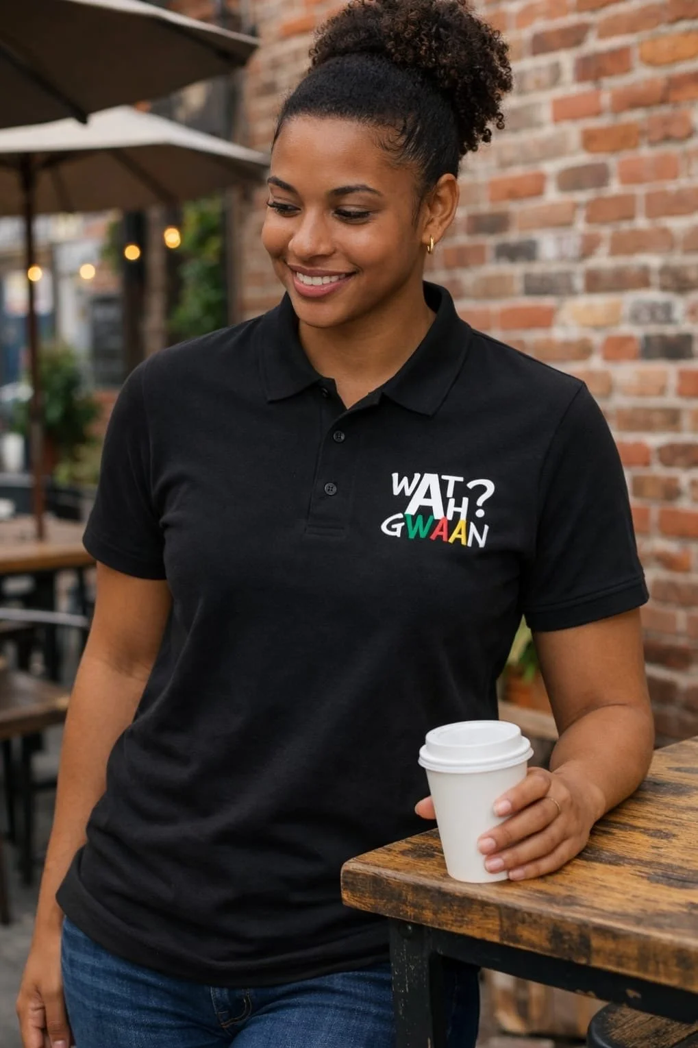 The ‘YIN’ Embroidered Organic Polo Black