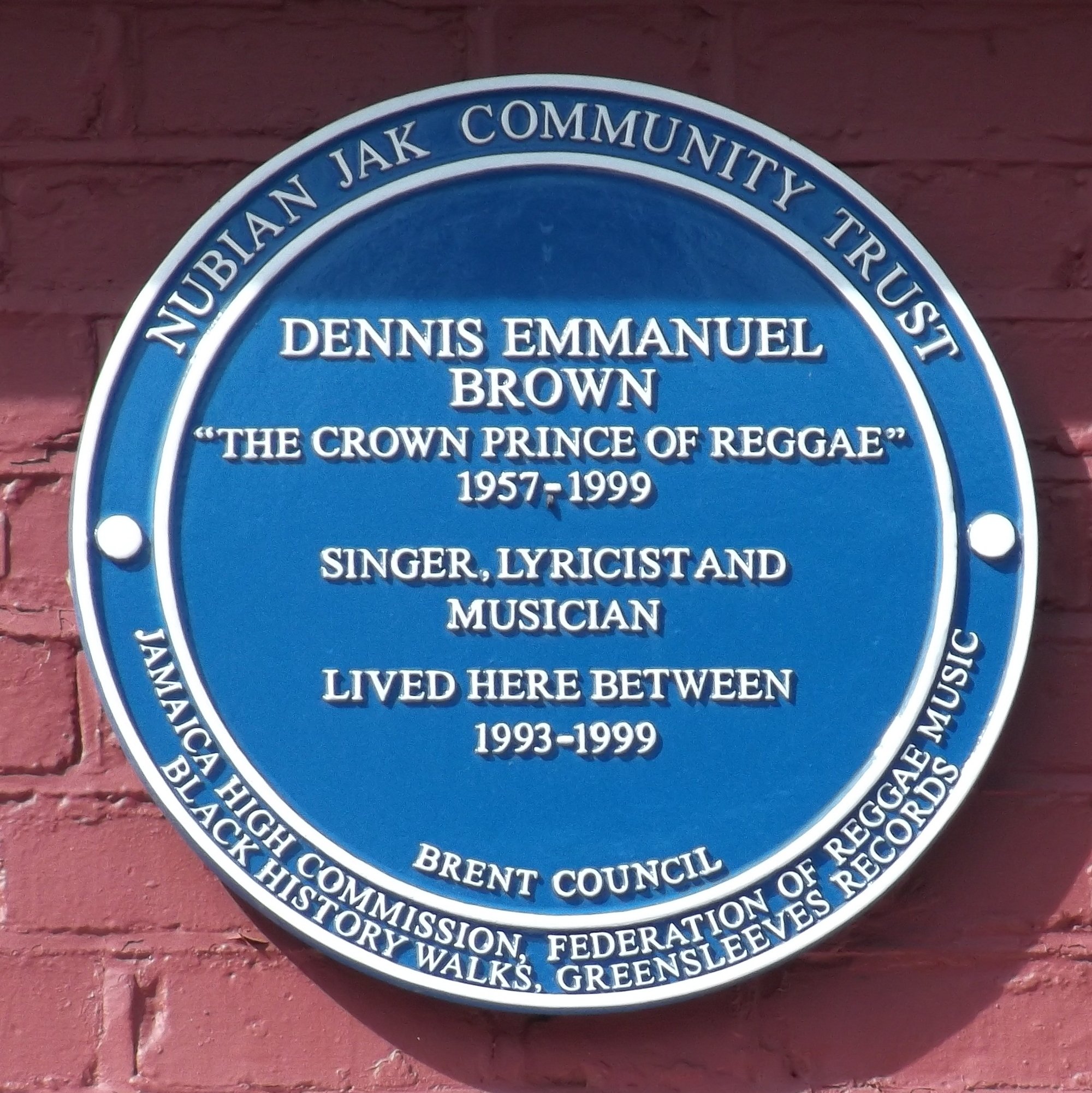 Blue Plaque for Dennis Brown.