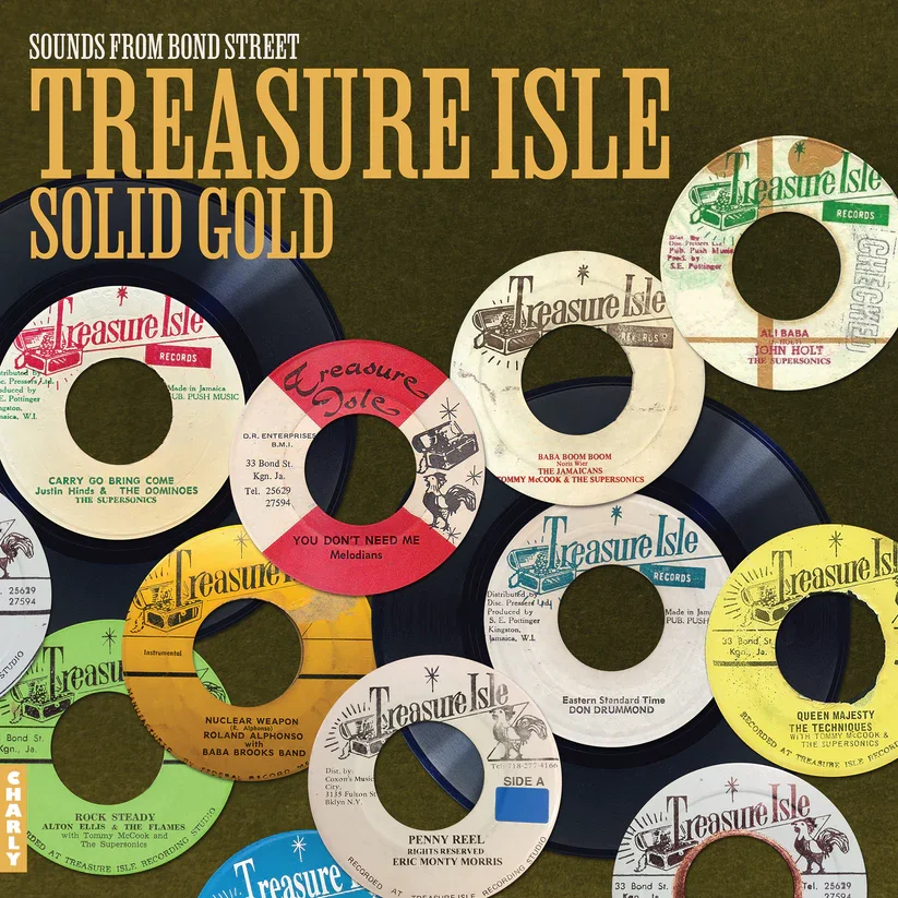 "Treasure Isle 'Solid Gold' album cover featuring classic Rocksteady and early reggae recordings produced by Duke Reid."