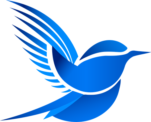A stylized blue bird logo with outstretched wings, representing the Twitter social media platform.