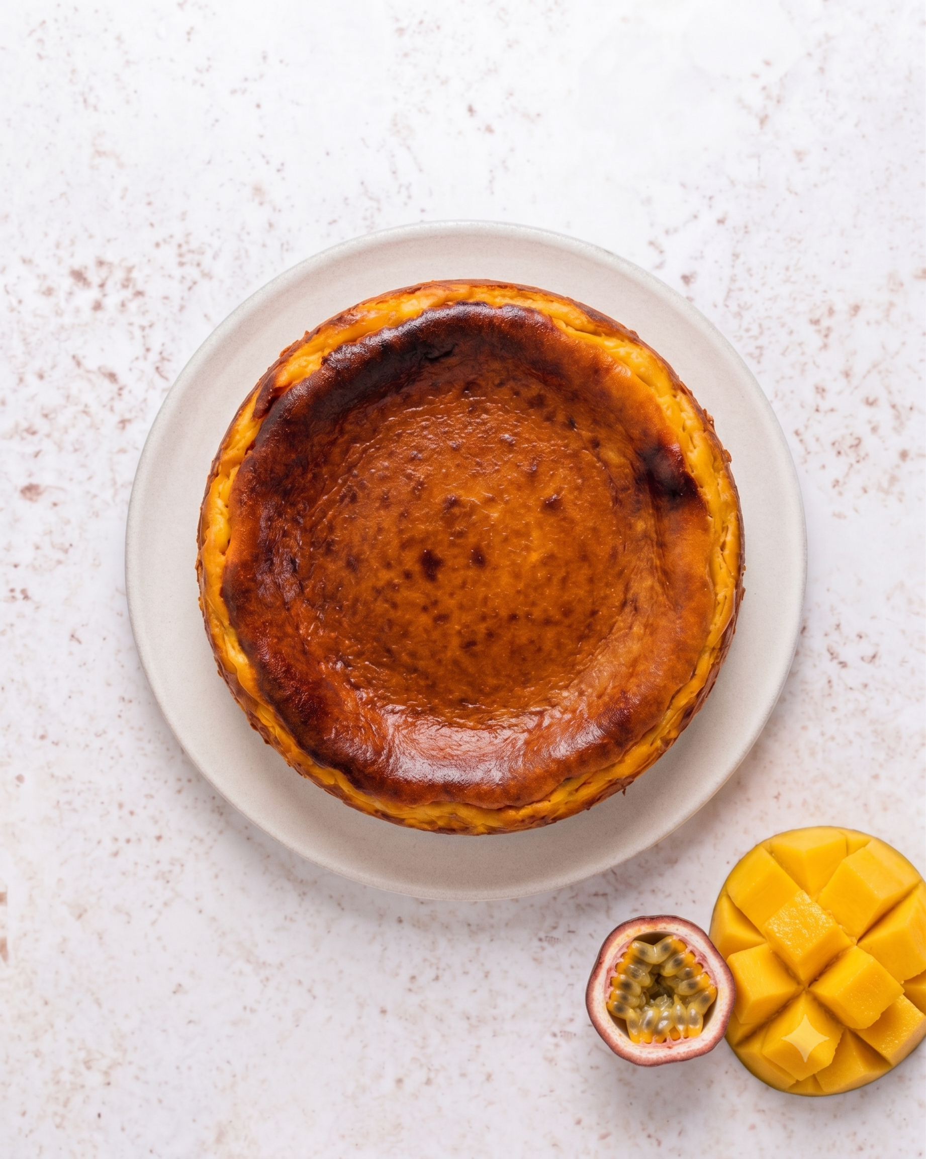 8 inch Mango and Passion Fruit Basque Cheesecake