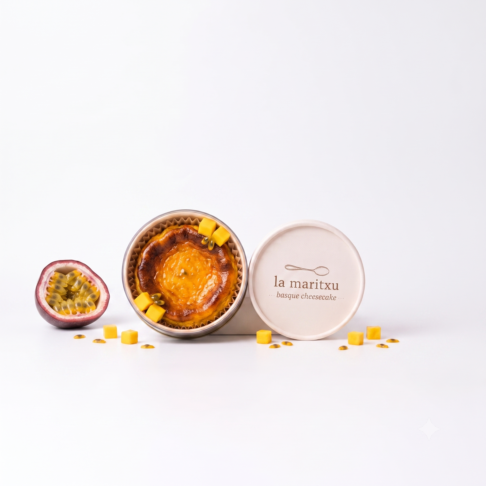 Mini Mango and Passionfruit Basque Cheesecake 