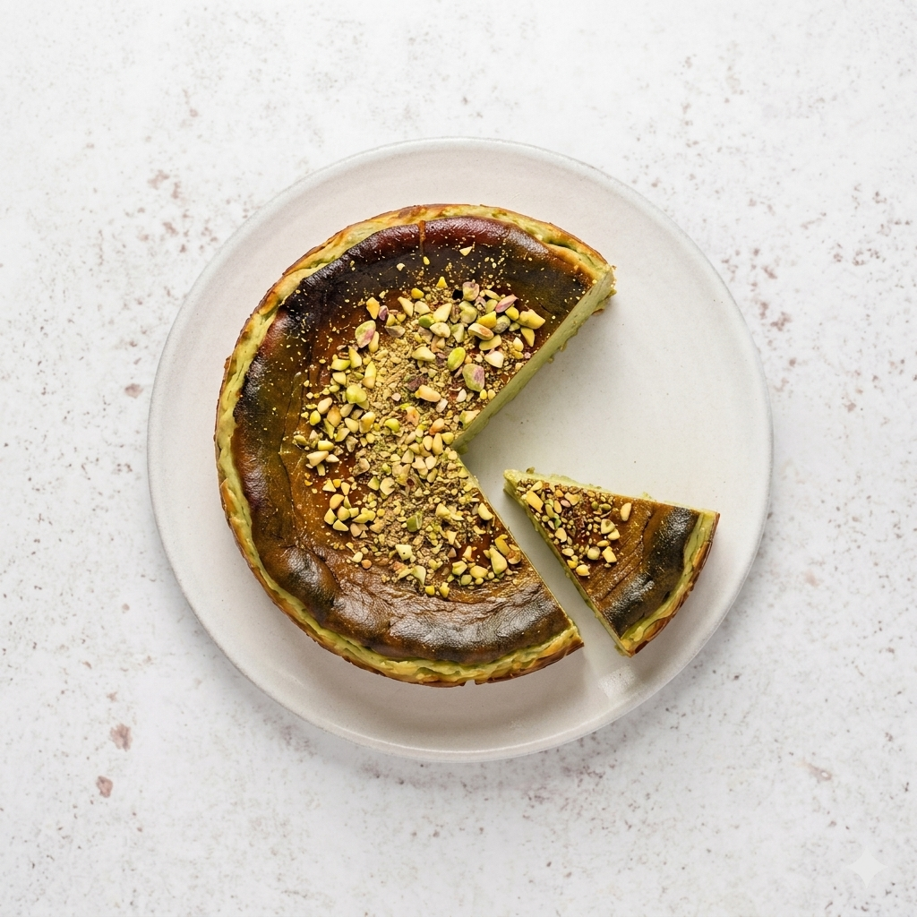 8 inch Pistachio Basque Cheesecake