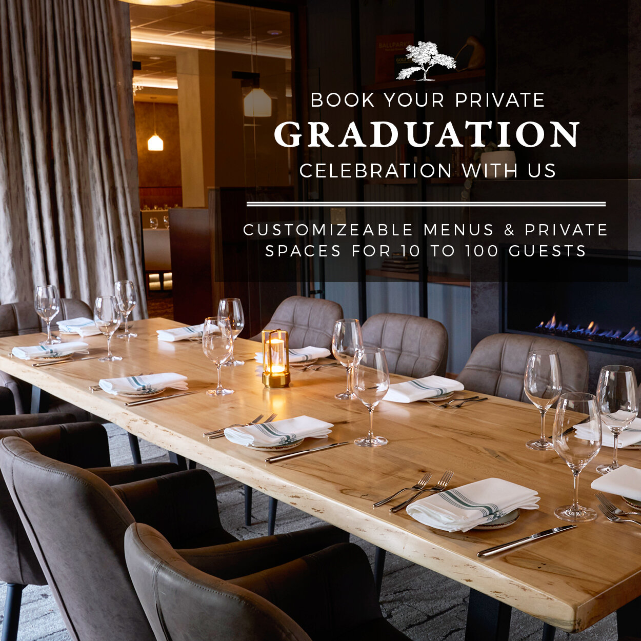 Congratulations class of 2024! 🎓 Allow us to help you celebrate, whether it's an intimidate dinner, or a large event with customizable spaces and menus for up to 100 people! We are here to help you host! 

Visit our website for more information!