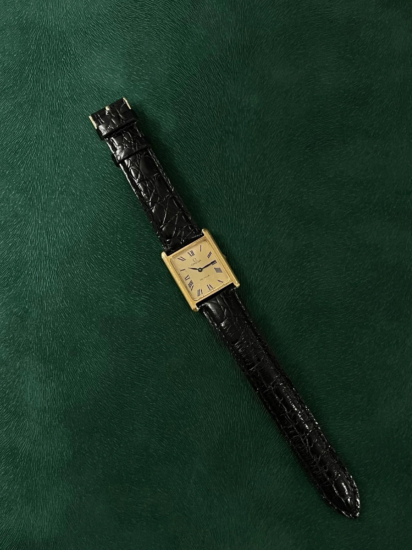 1973 manual Omega &ldquo;tank&rdquo; a larger alternative to the classic Must de Cartier tank.