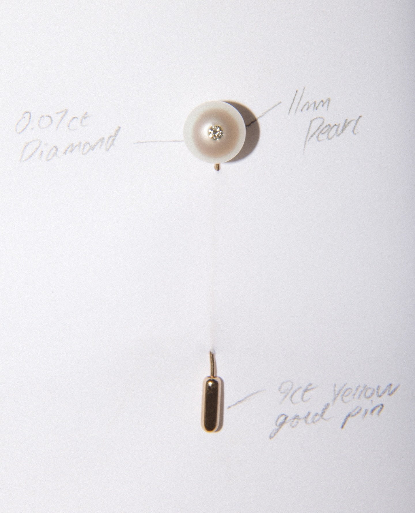 Bespoke pearl and diamond pin brooch.