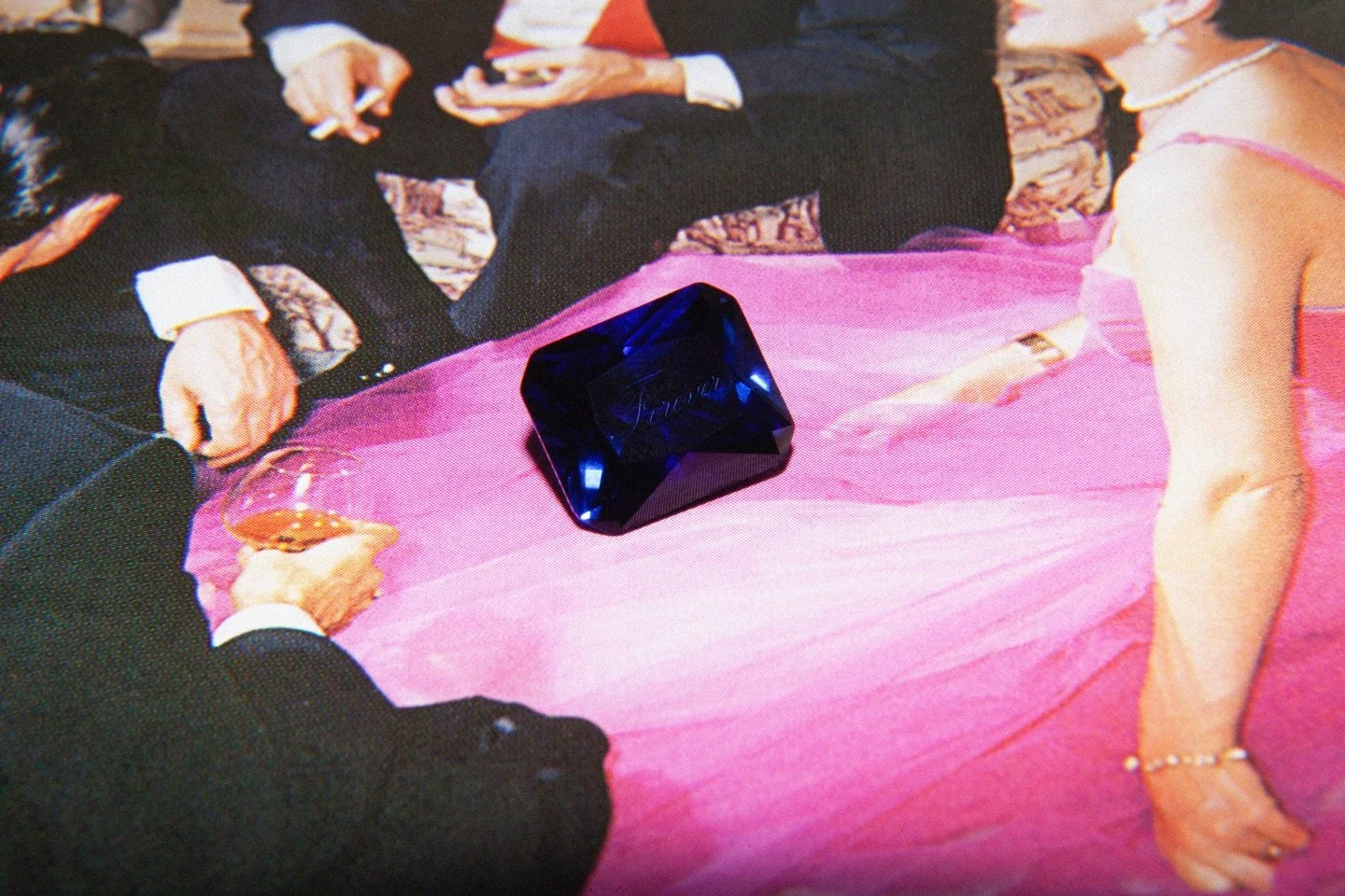 Radiant cut 3.8ct sapphire, engraved and ready for setting.