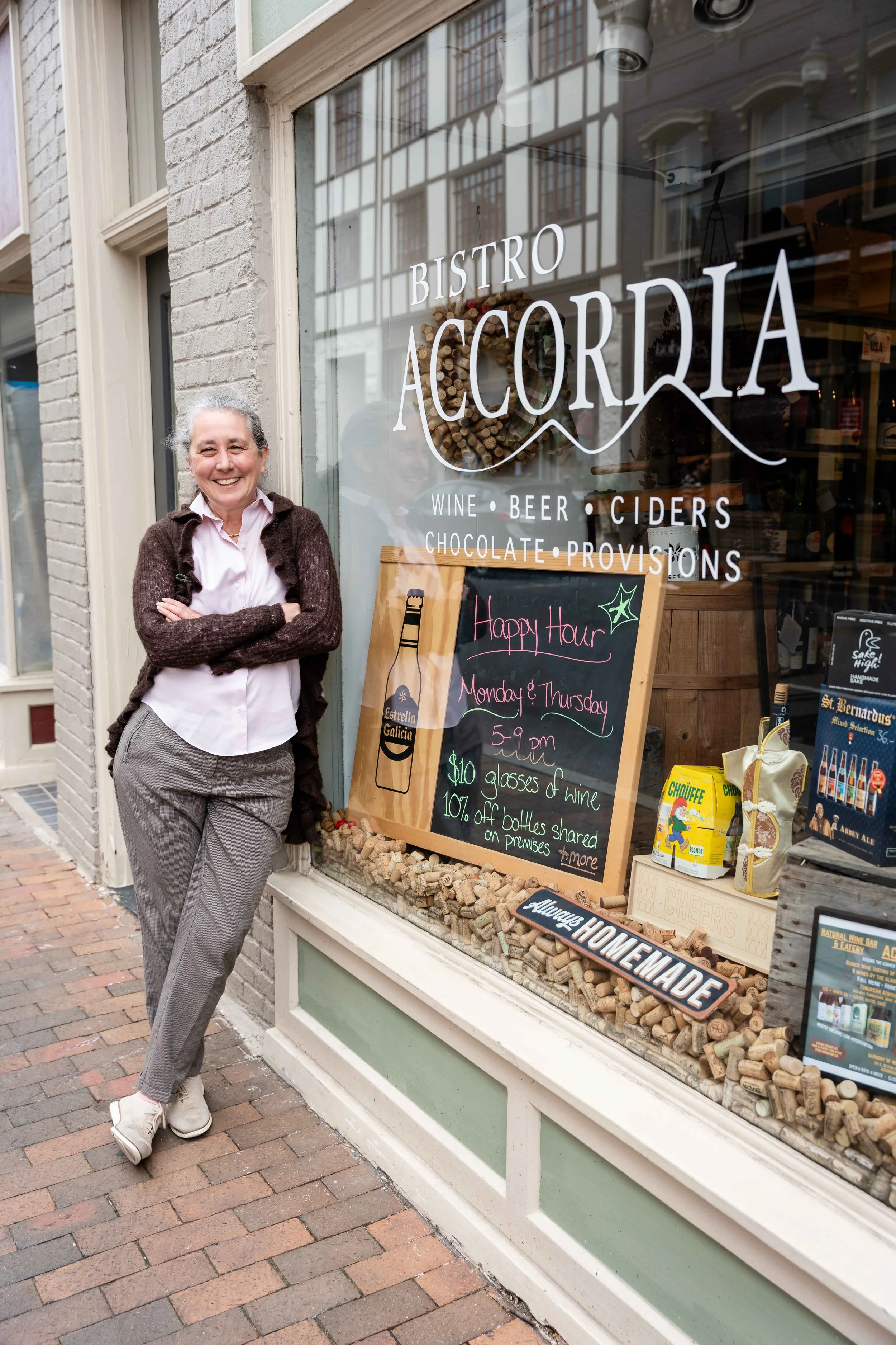 Angela Higgs outside Accordia