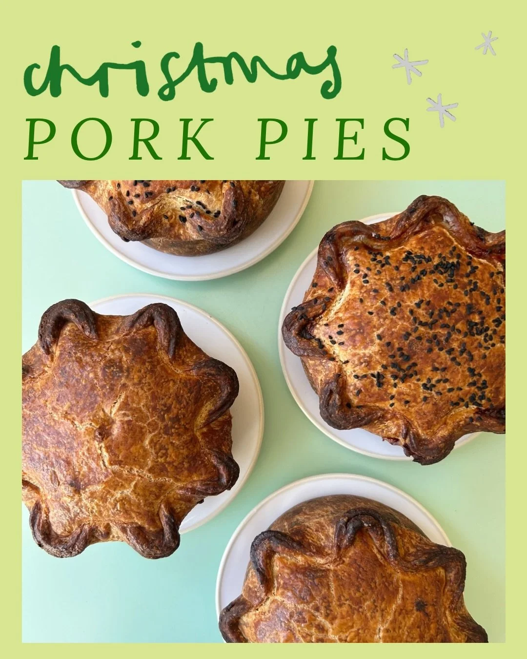 PORK PIE SEASON. Our lardy hot water crust pastry full to the brim with free-range East Anglian pork. Perfect for gifting, Christmas buffets &amp; Boxing Day feasts. Check the post for the details. 🎄 

Pre-ordering essential so that Rudi can warm up