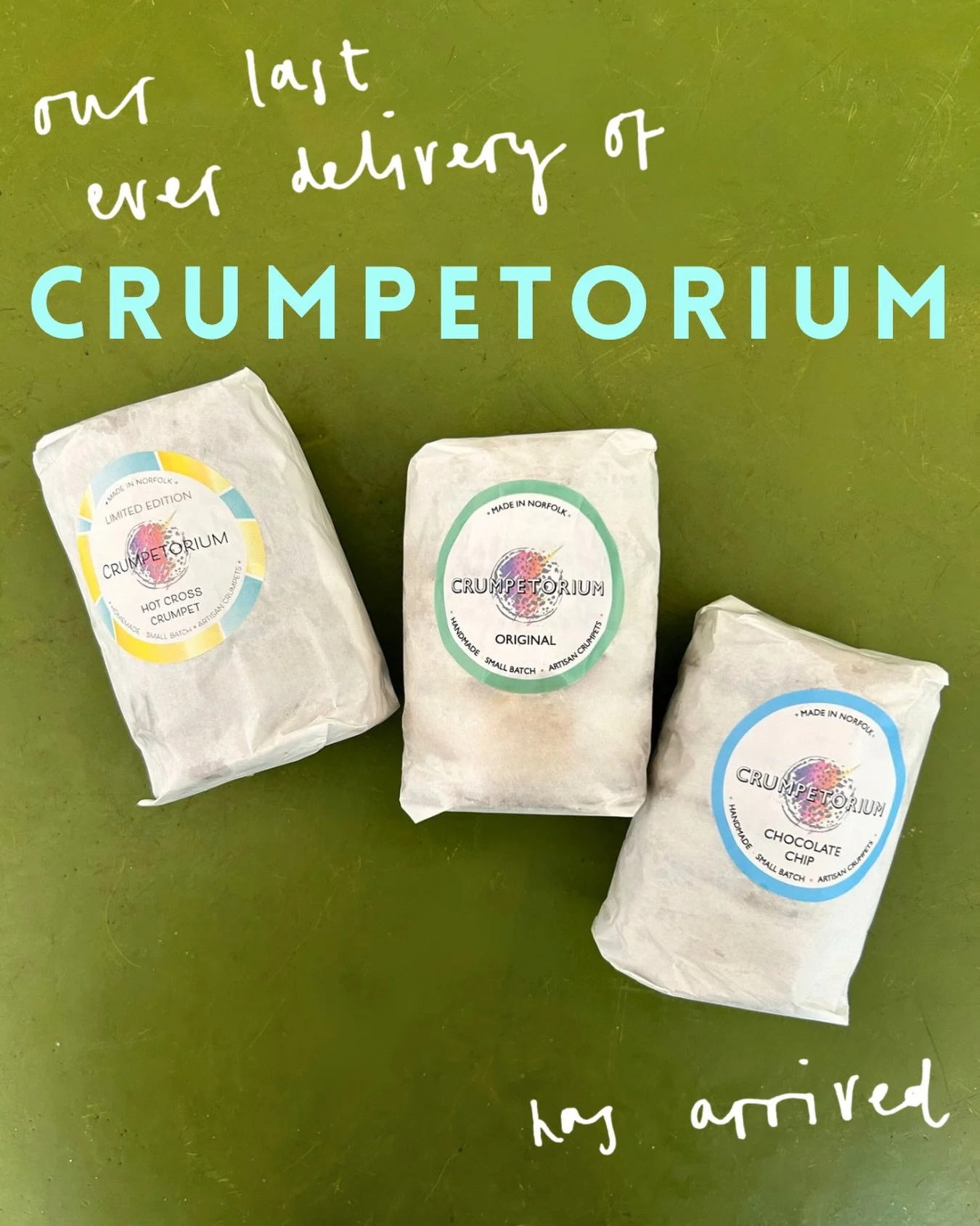 We&rsquo;ve managed to secure one last delivery of @crumpetorium handmade crumpets before Kat closes her doors next month.

HOT CROSS // ORIGINAL // CHOC CHIP

All in the freezer, ready to up your breakfast game.