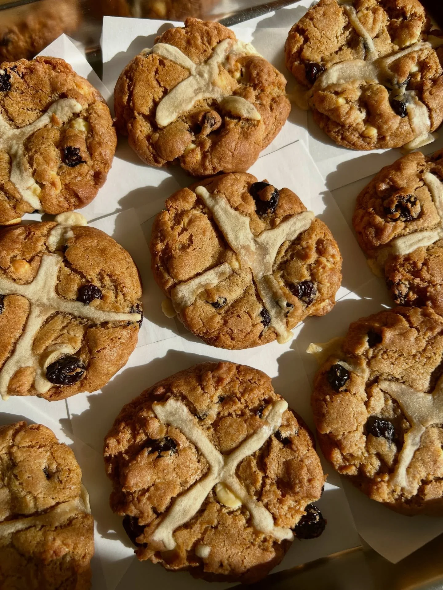 Rudi&rsquo;s hot cross bun cookies. Absolutely banging. 
On the counter this week. 🐣 

We&rsquo;ve also secured a batch of Penny Bun Bakehouse OG hot cross buns for tomorrow. So make us an early pit stop if you&rsquo;d like to secure a couple of tho