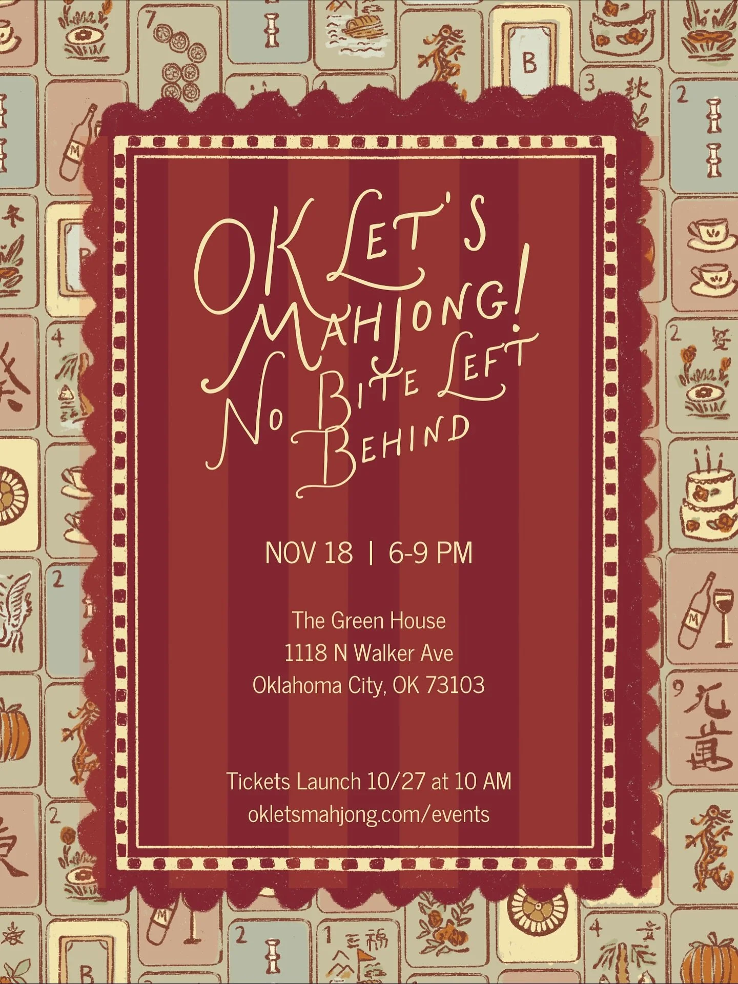 Gather around the table for a cozy fall feast and a little friendly competition 🥂🀄️

@okletsmahjong x @nobiteleftbehind are bringing you a night to be thankful for &mdash; delicious bites, flowing wine, and learning and playing at The Green House o