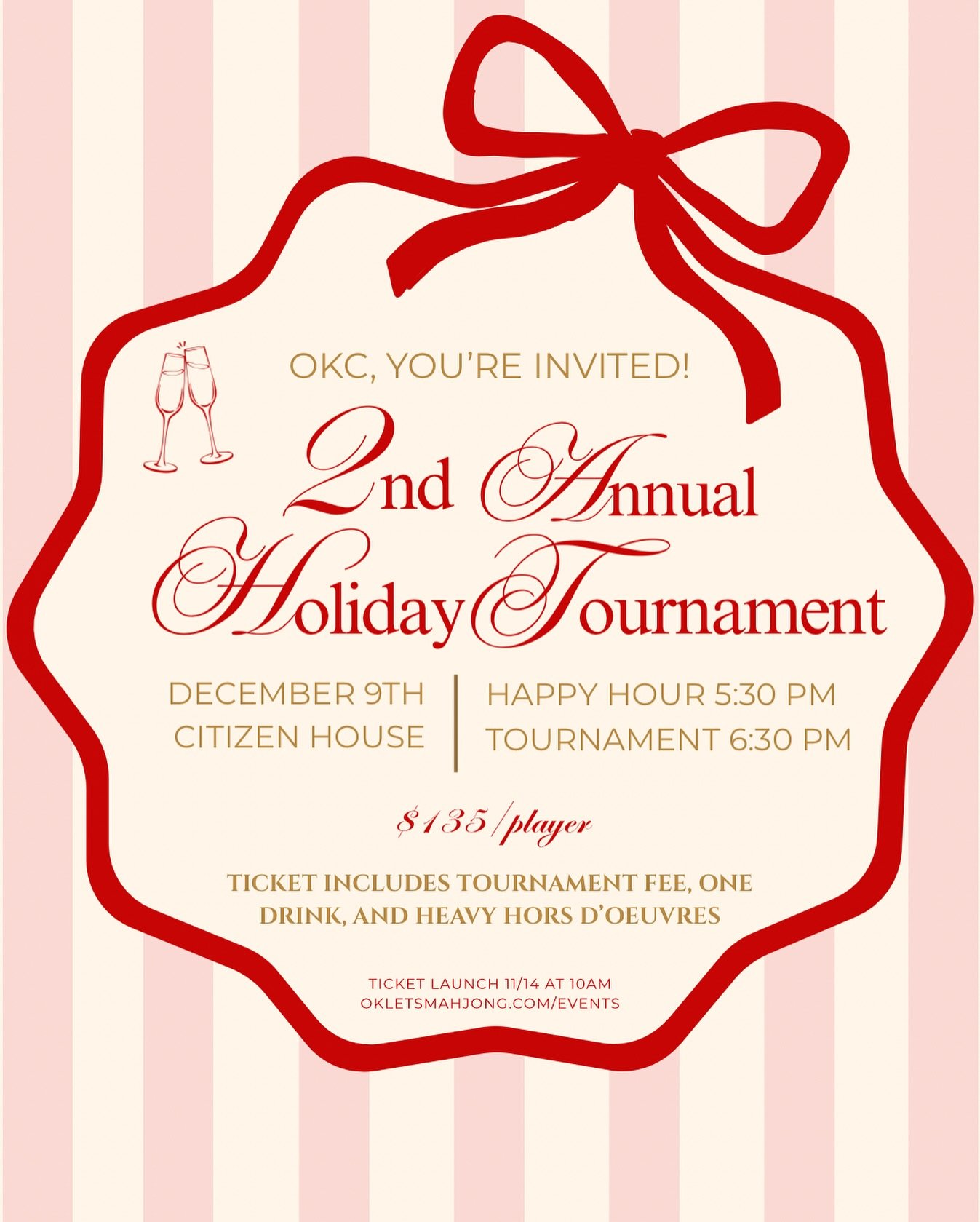 OKC &mdash; it&rsquo;s time to play. 🀄️

Our 2nd Annual Holiday Mahjong Tournament returns December 9th at @citizenhouseokc 🥂This event is open to the public and you do not have to be a CH member to register! 
 Enjoy happy hour bites, tournament pl