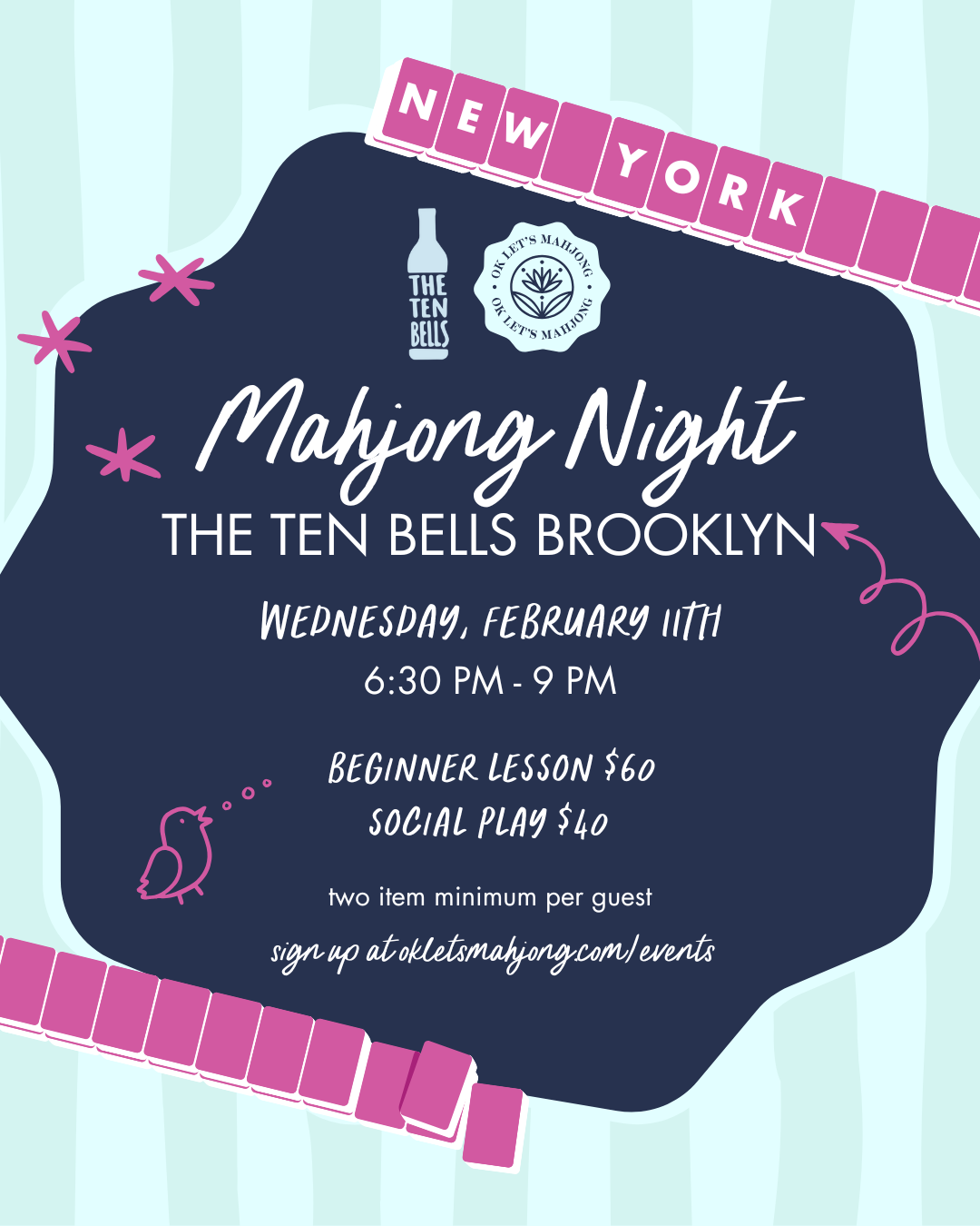 NYC: Mahjong Night at Ten Bells Brooklyn