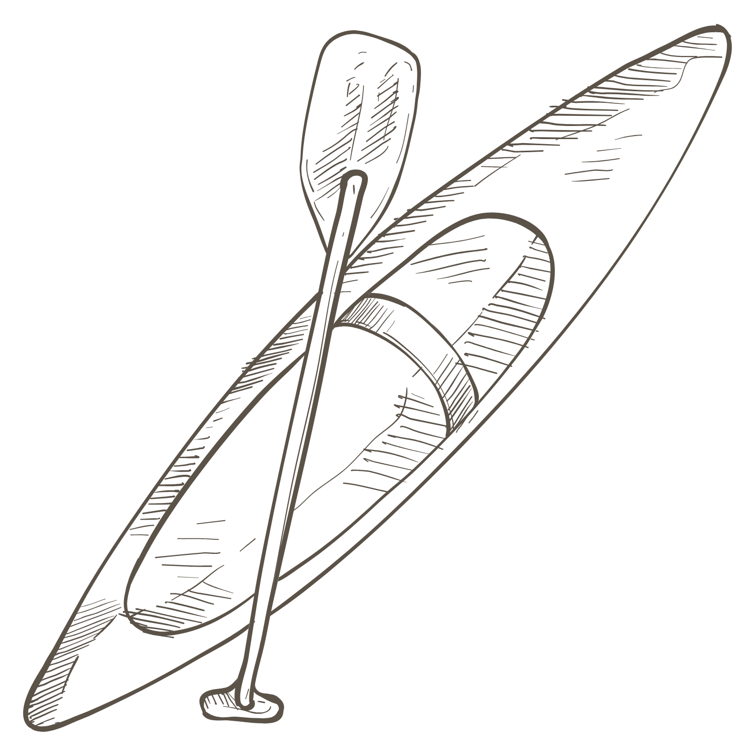 Sketch of a kayak and paddle