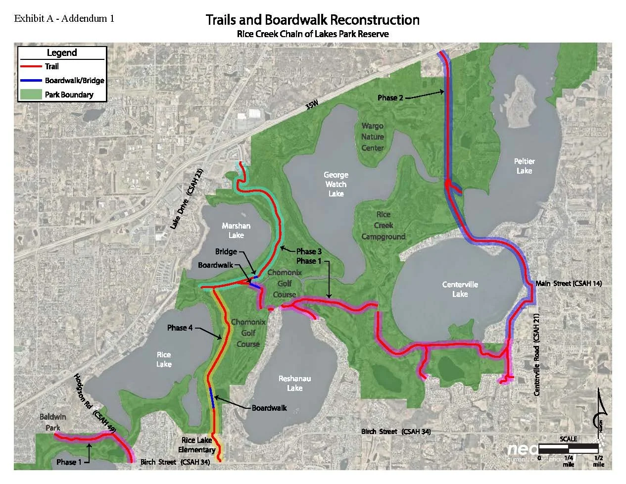 Rice Creek Trails and Boardwalk Phasing Map