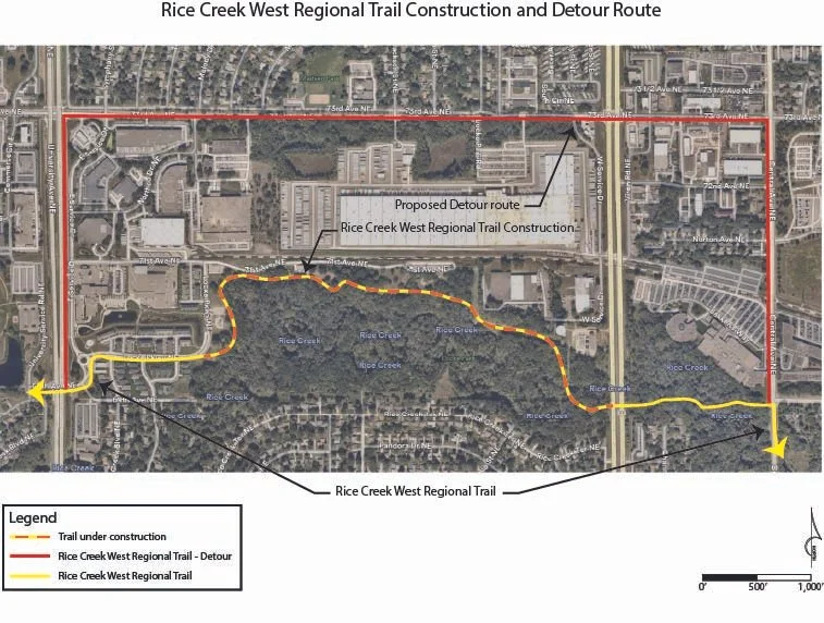 Rice Creek West Detour Map