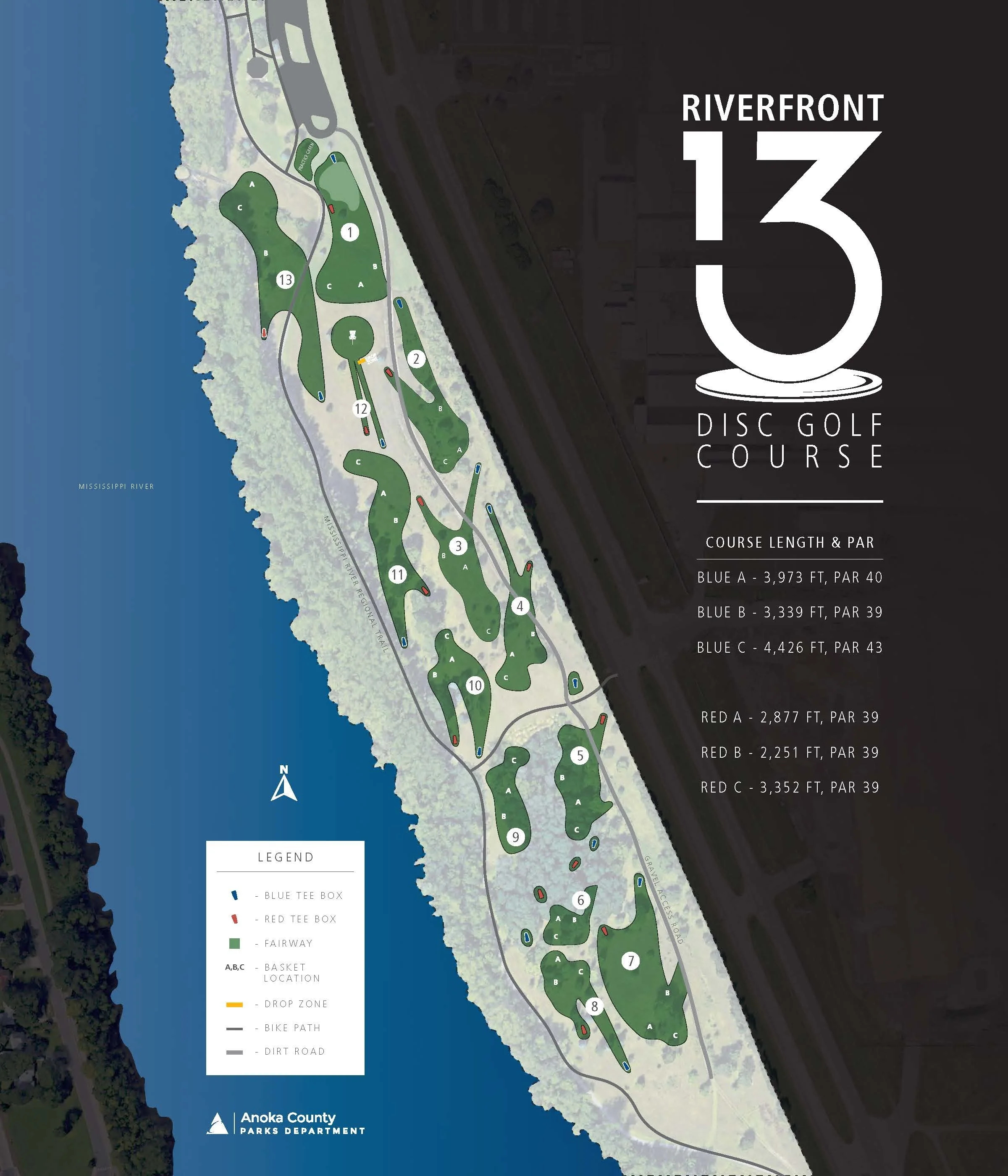 Riverfront13 Disc Golf Course Map