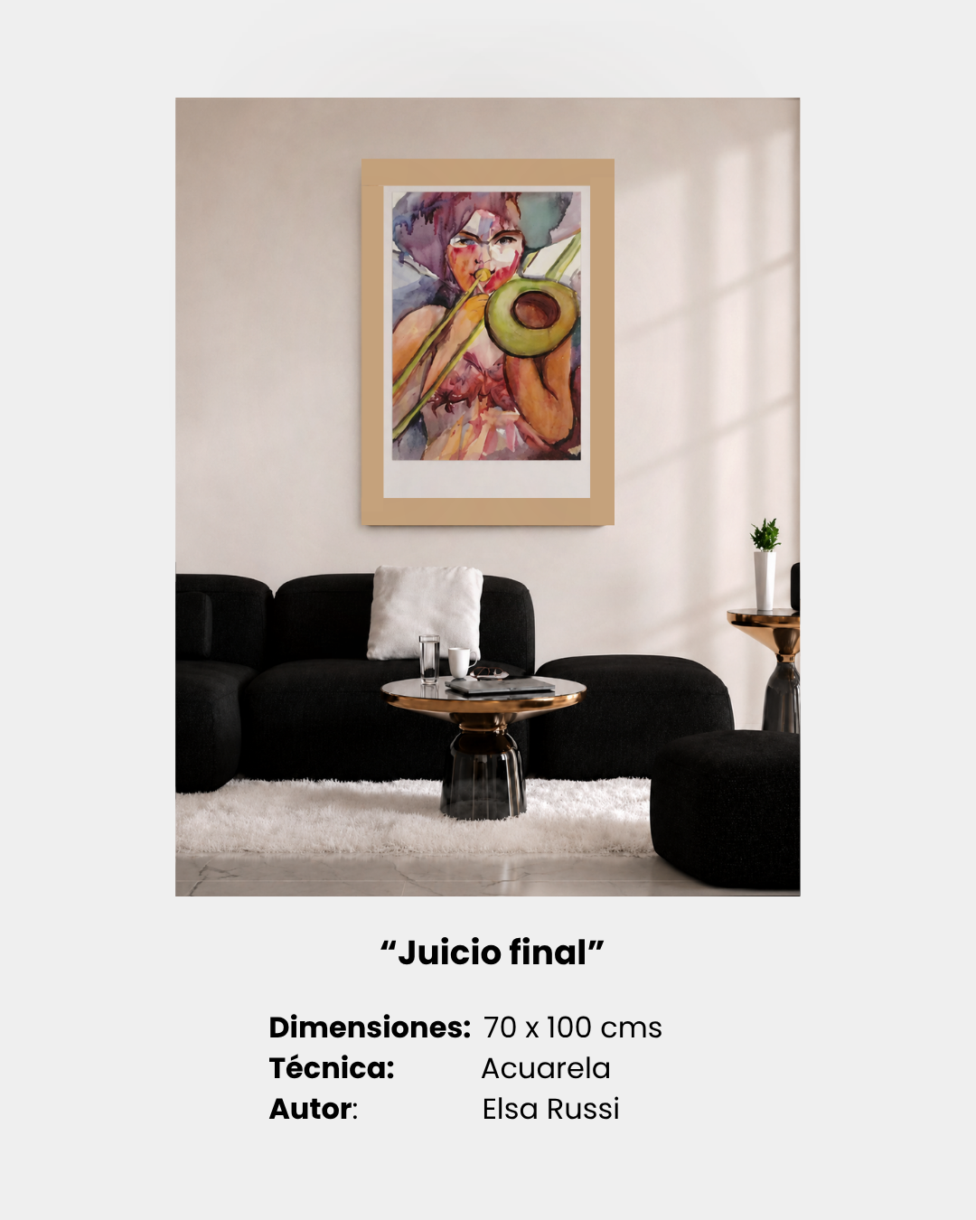 “Juicio final”
Dimensiones:  70 x 100 cms
Técnica:              Acuarela
Autor:                Elsa Russi
