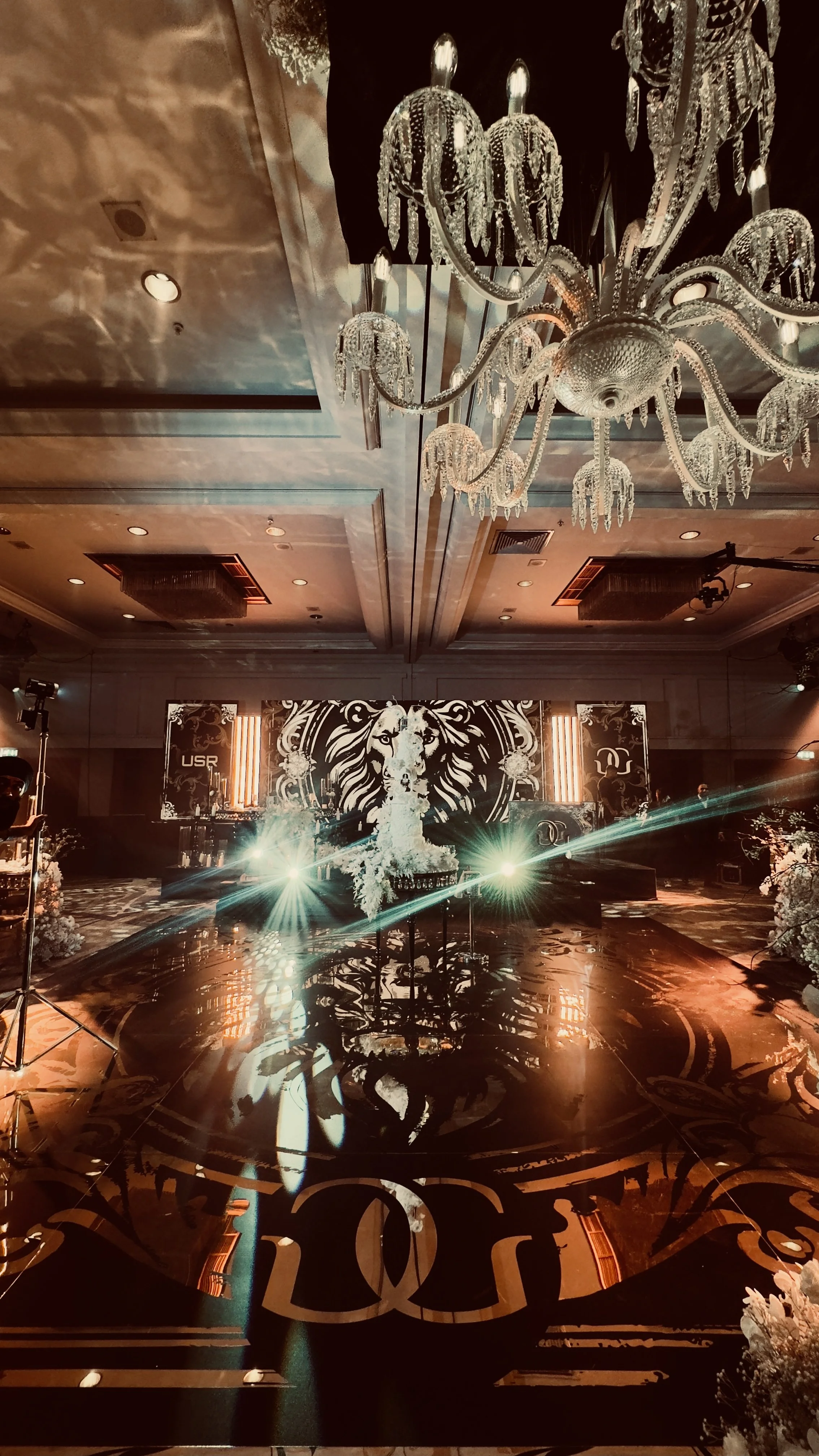 printed dance floor decor asian wedding Hilton metropole madhus