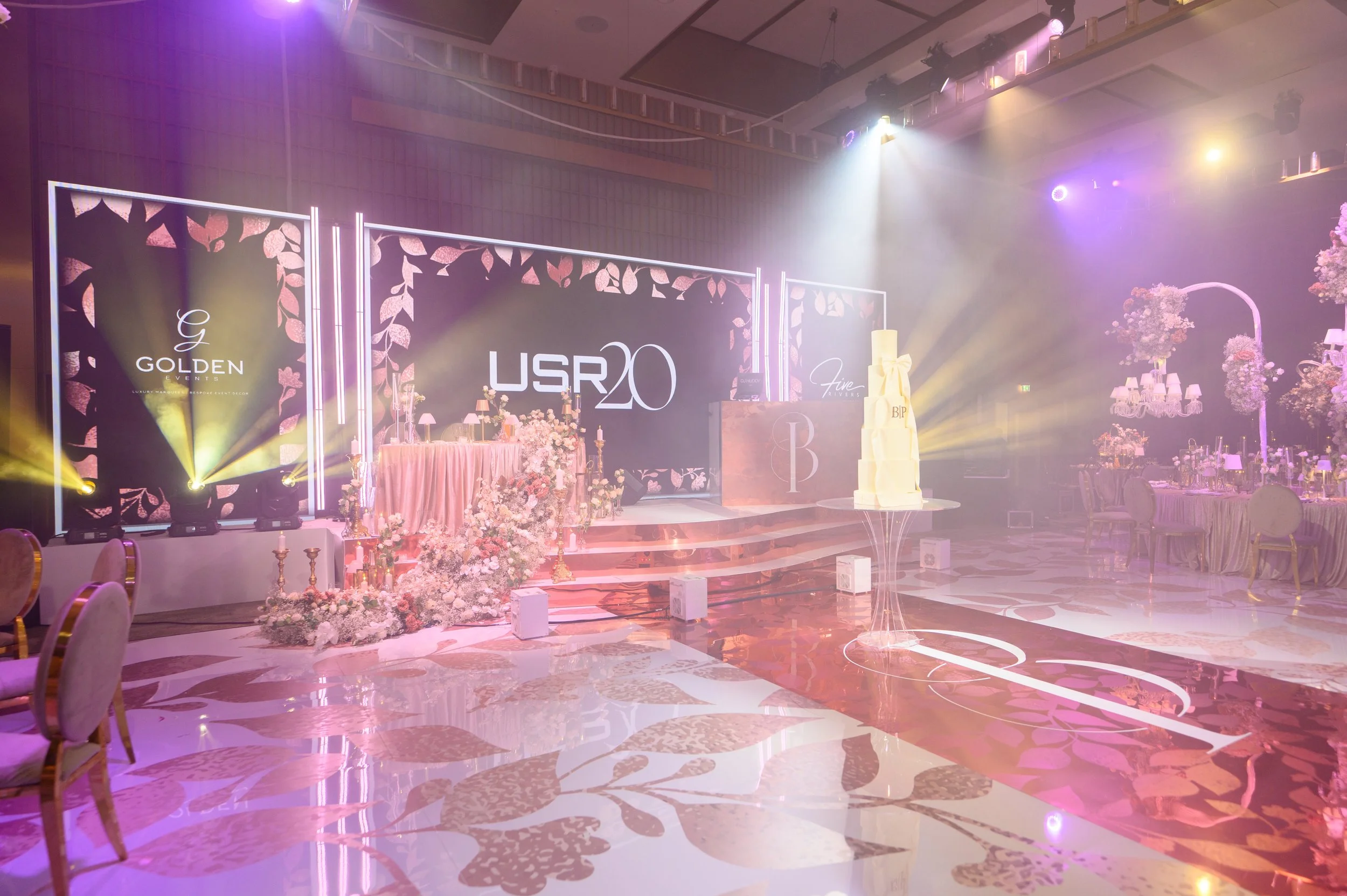 BELFRY MASTERS SUITE SETUP FIVE RIVERS GOLDEN EVENTS PRINTED DANCEFLOOR