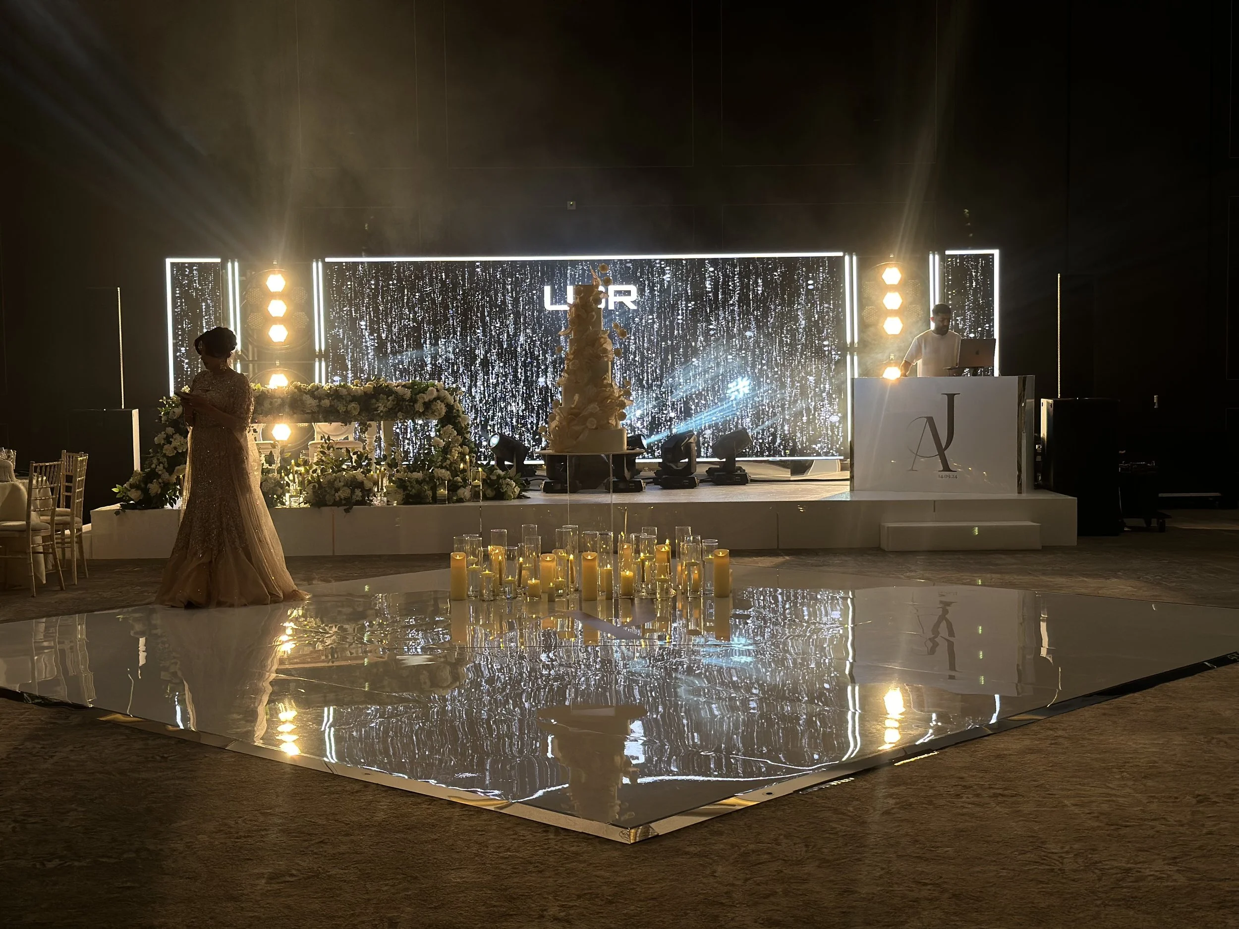 Hilton Bankside Dj Setup with screens lights booth dj