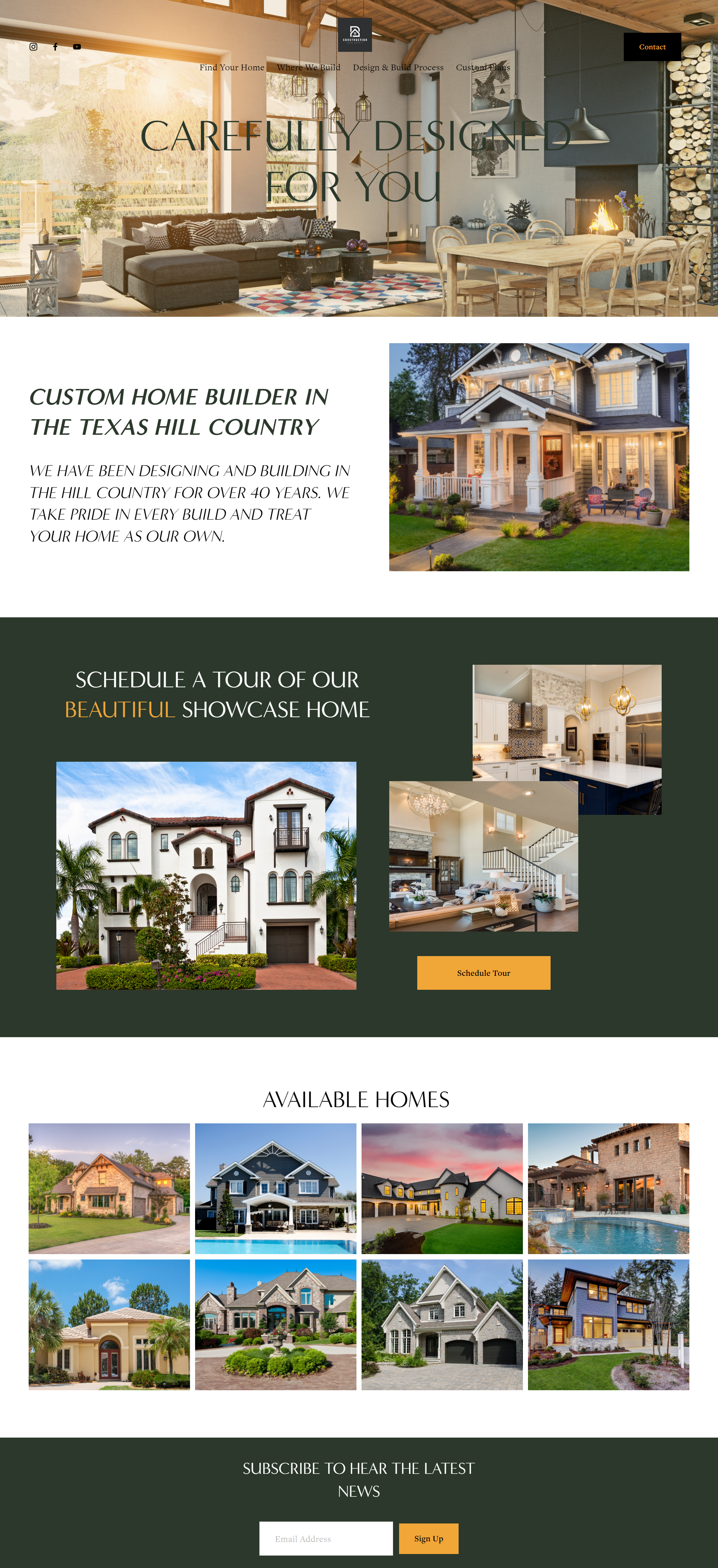 Custom Squarespace Website Project for Custom Home Builder