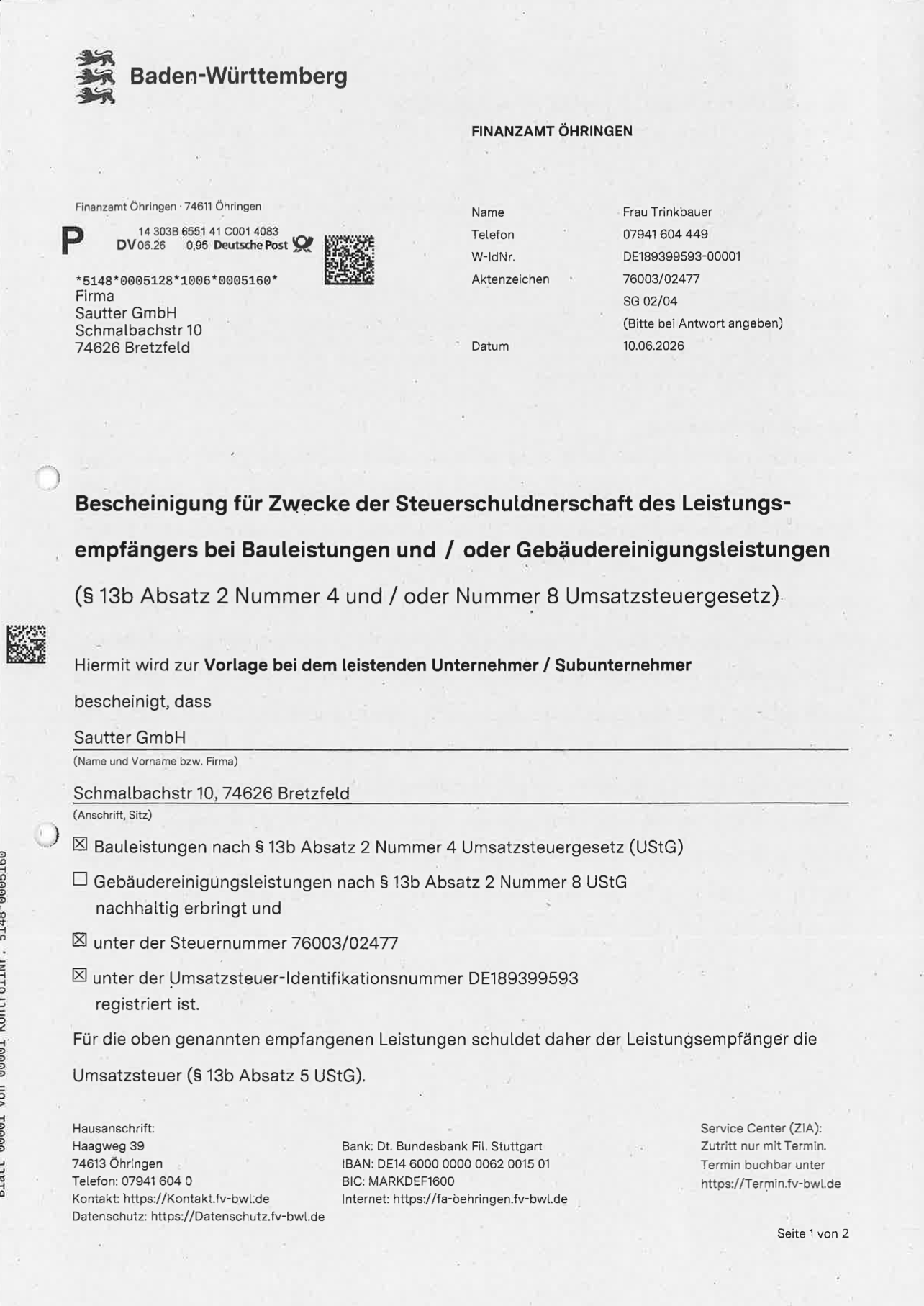 Steuerschuldnerschaft