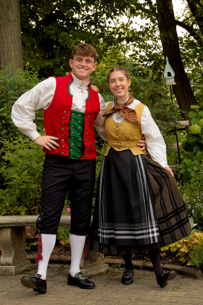 Mathew and Olivia 
 Olivia's bunad represents the Troms District 