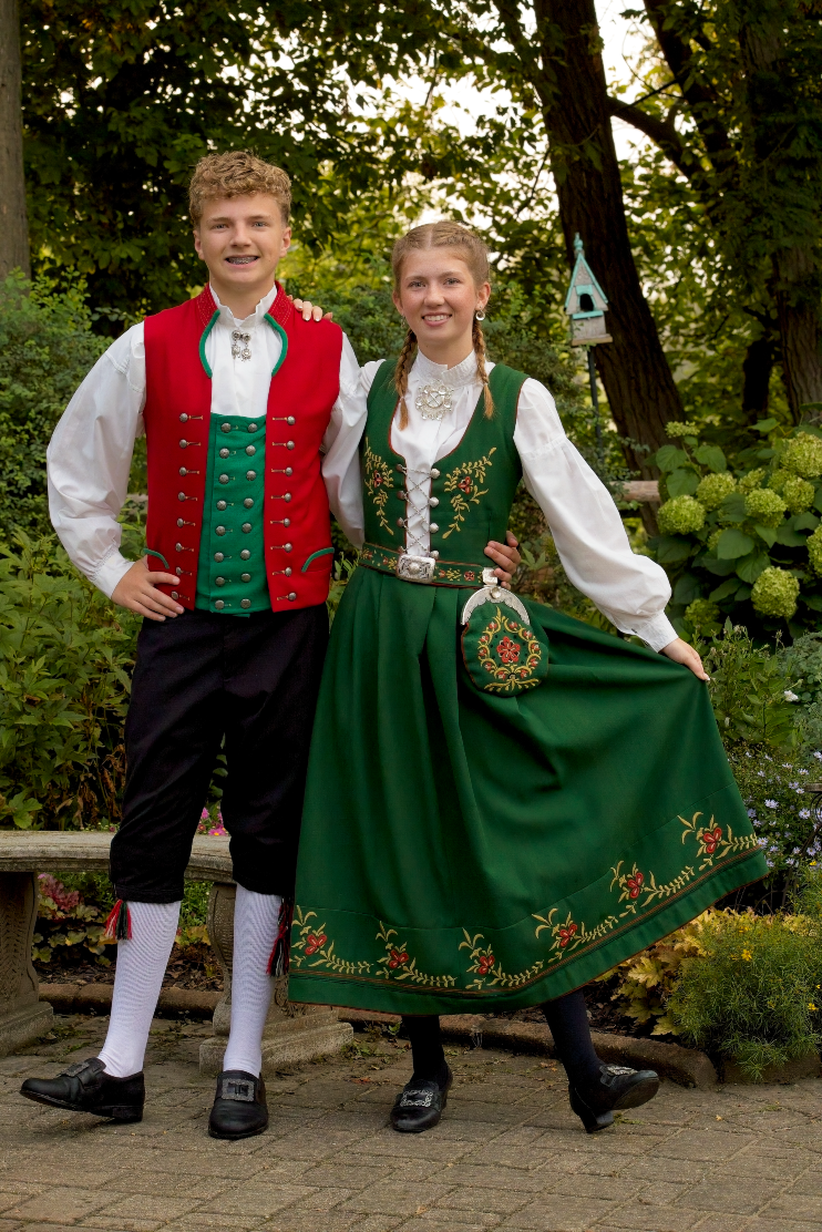 Brooks and Erin 
 Erin's bunad represents the Nedre Buskerud District 