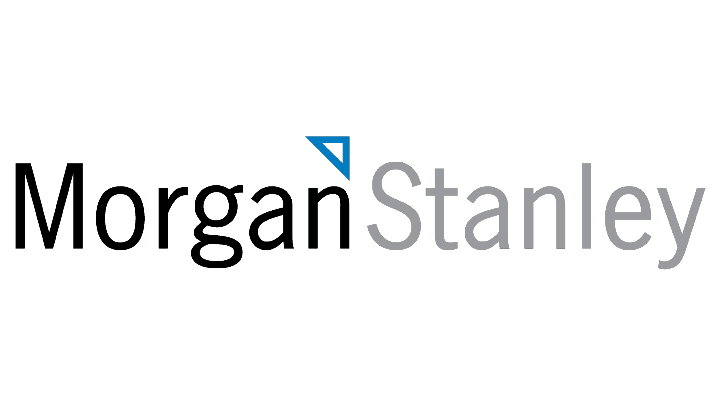 Logo of Morgan Stanley with stylized blue triangle and the company name in gray and black letters.