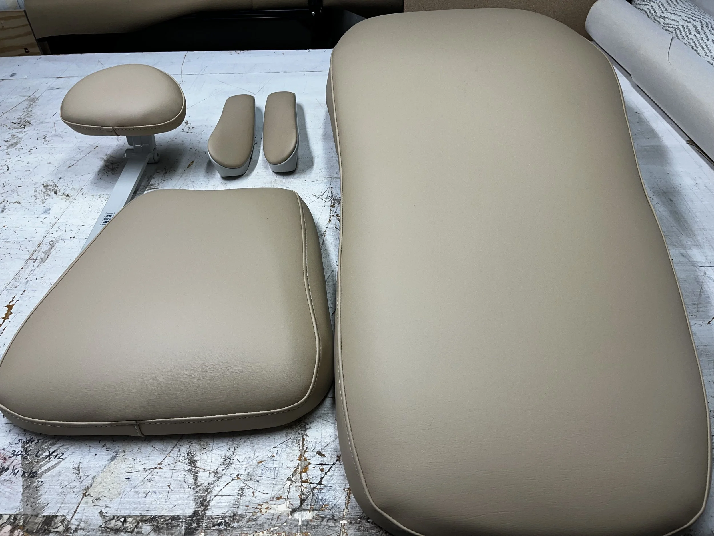 Dental chair pieces ready for installation