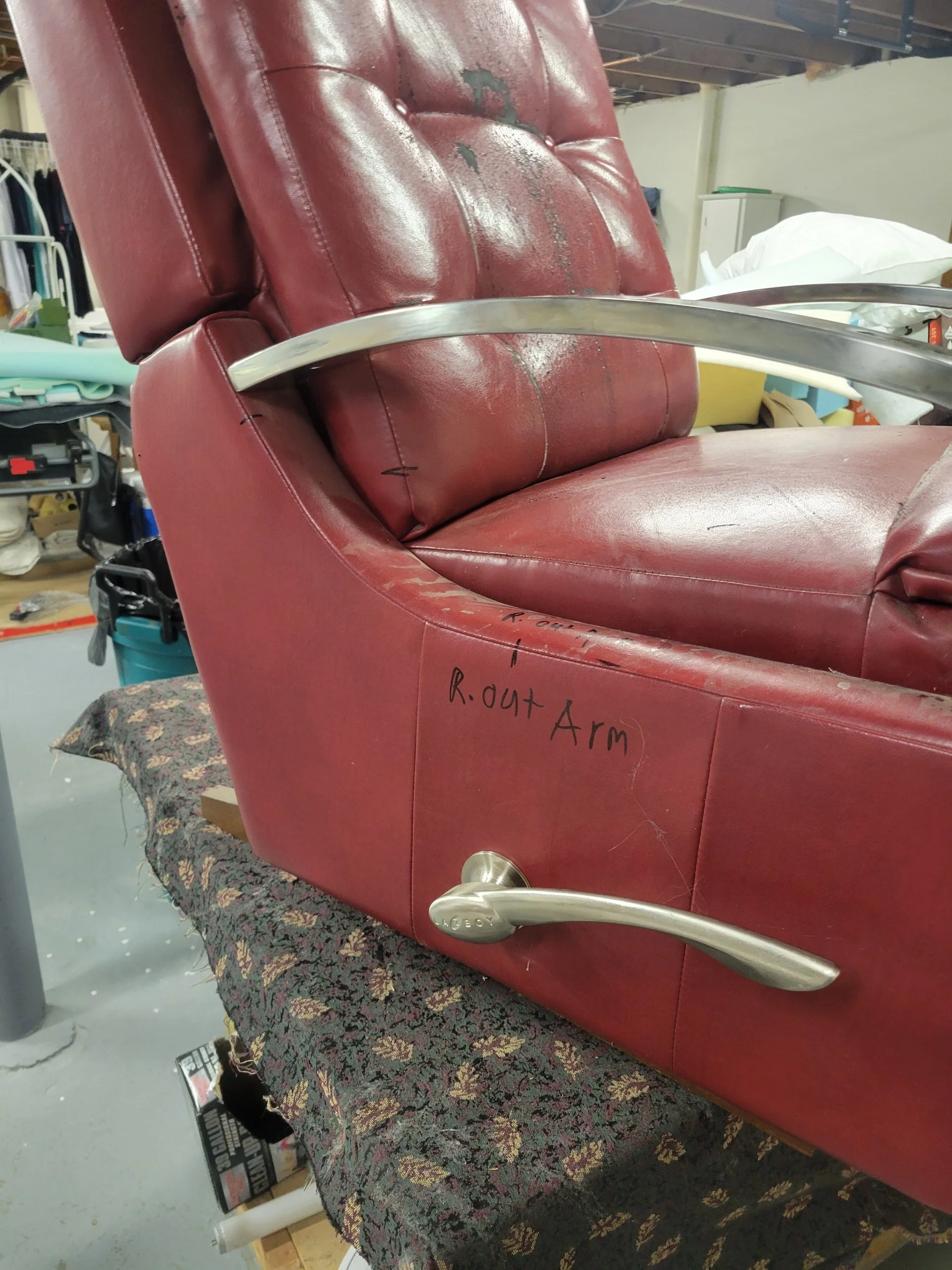 Damaged Lazy Boy Recliner Side